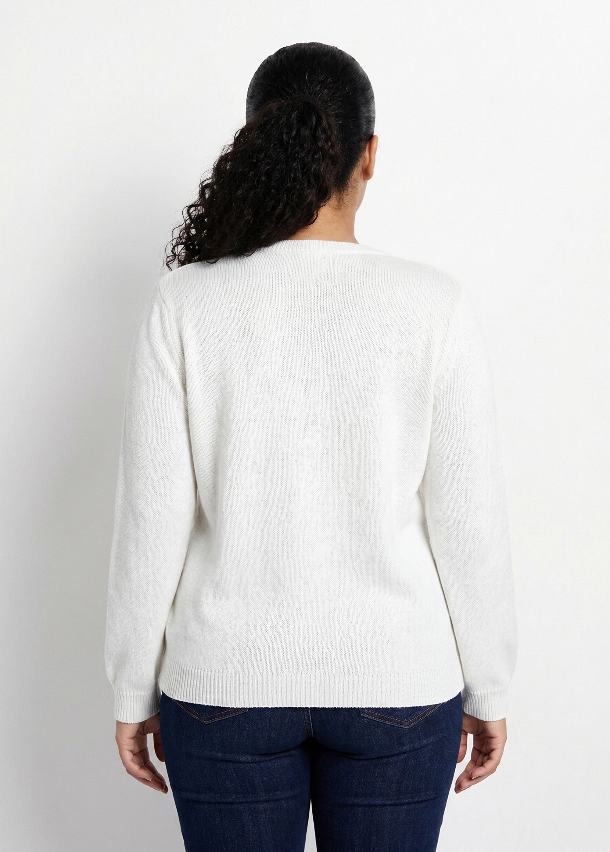 Gilet doux uni col V boutonné court brodé