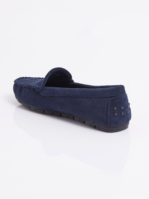Mocassins antidérapants suédine perforée Femme Bleu JANNDF937 DO1