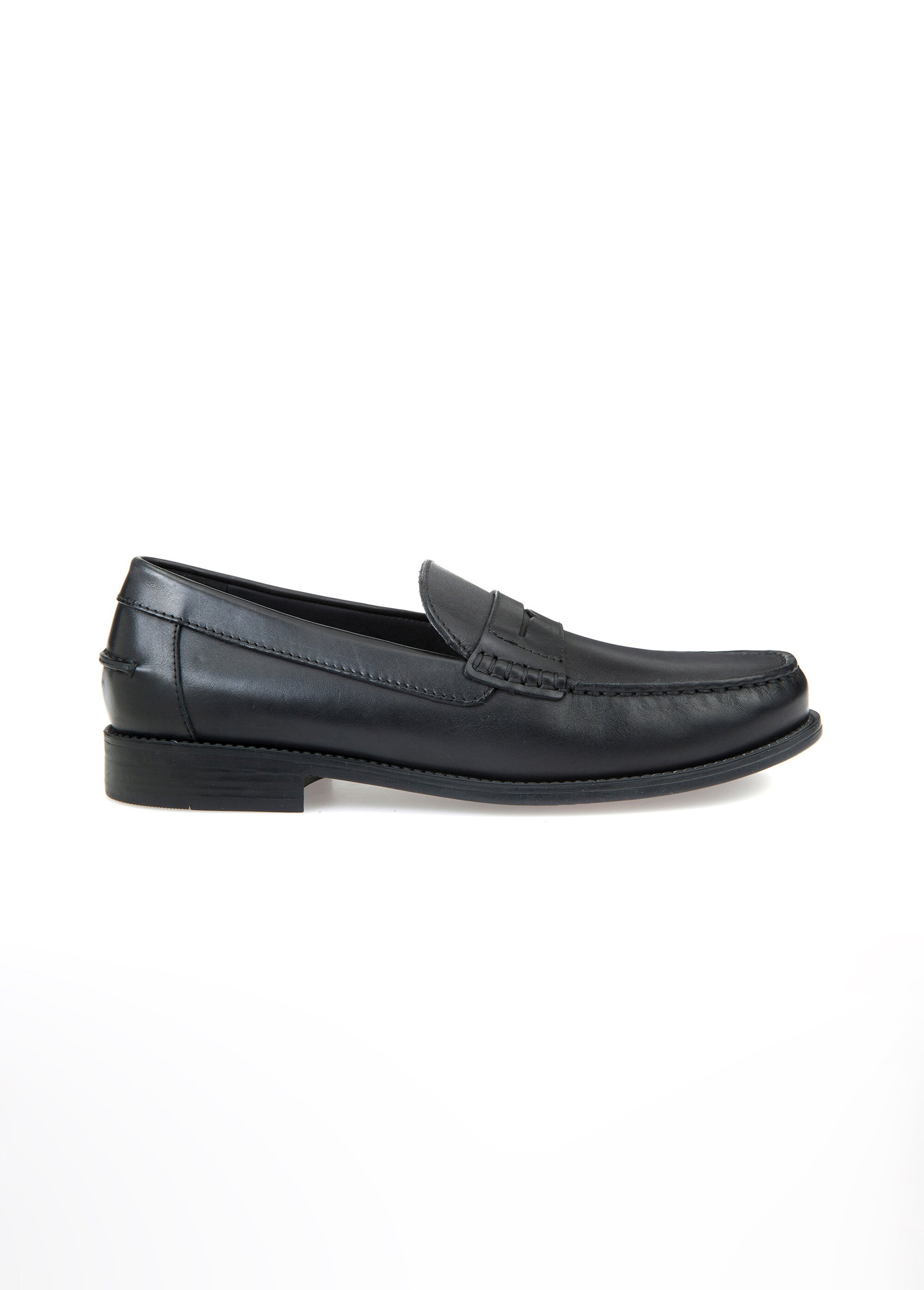 Mocassins classiques en cuir avec patte Homme Noir GEO-U641ZB DR1