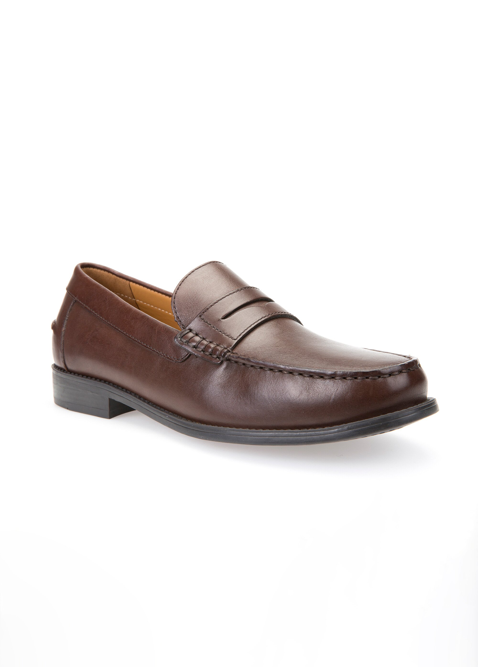 Mocassins classiques en cuir avec patte Homme BRUN FONCE GEO-U641ZB FA1