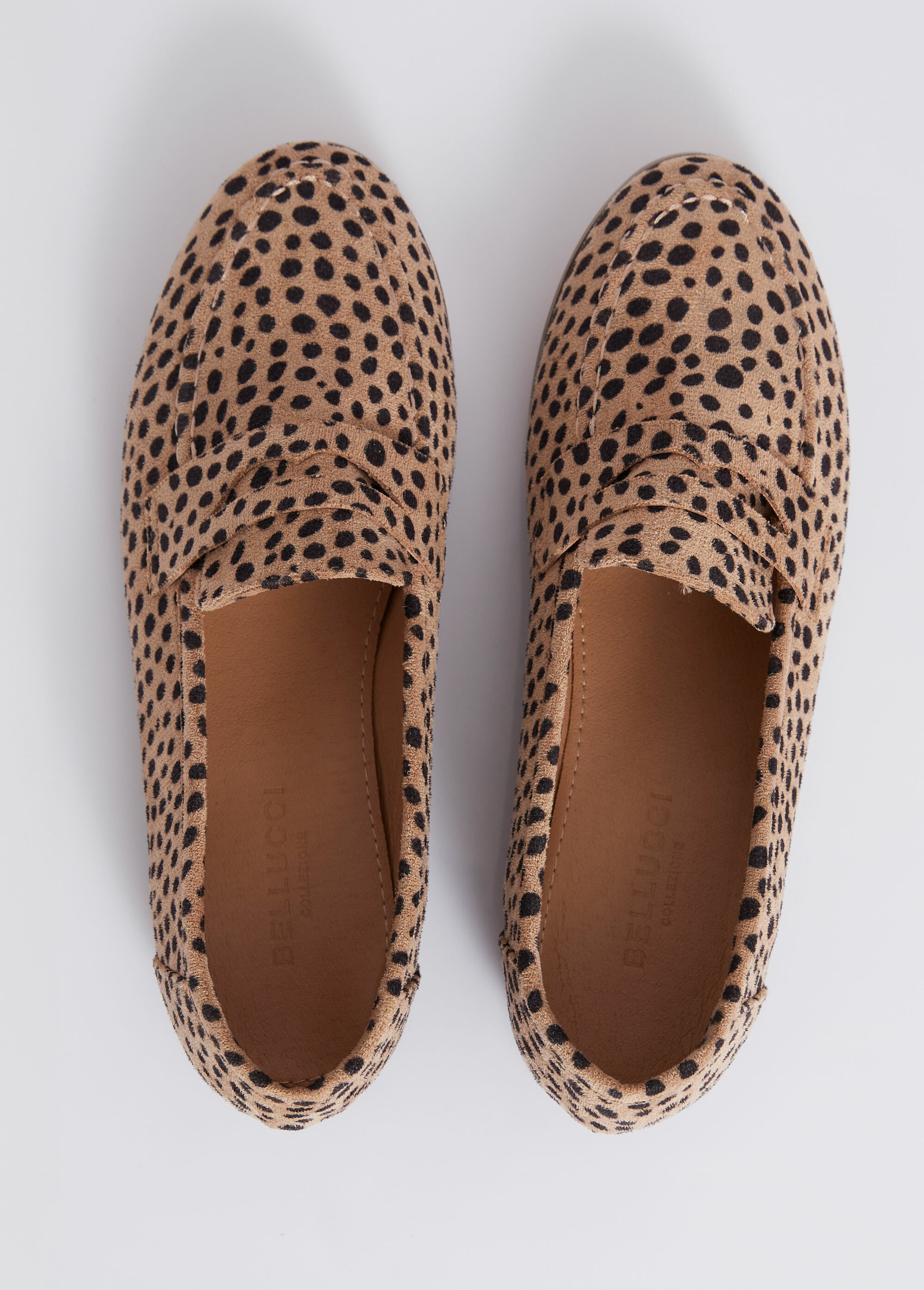 Mocassins en suédine avec bout amande Femme Beige BELD-062 OV1