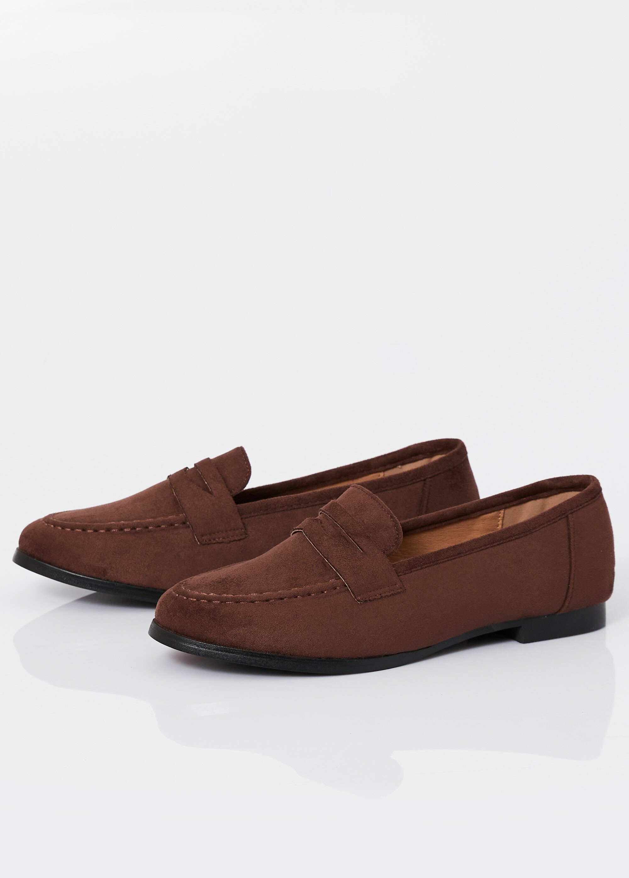 Mocassins en suédine avec bout amande Femme Marron BELD-062 DE1