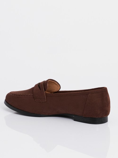Mocassins en suédine avec bout amande Femme Marron BELD-062 DO1