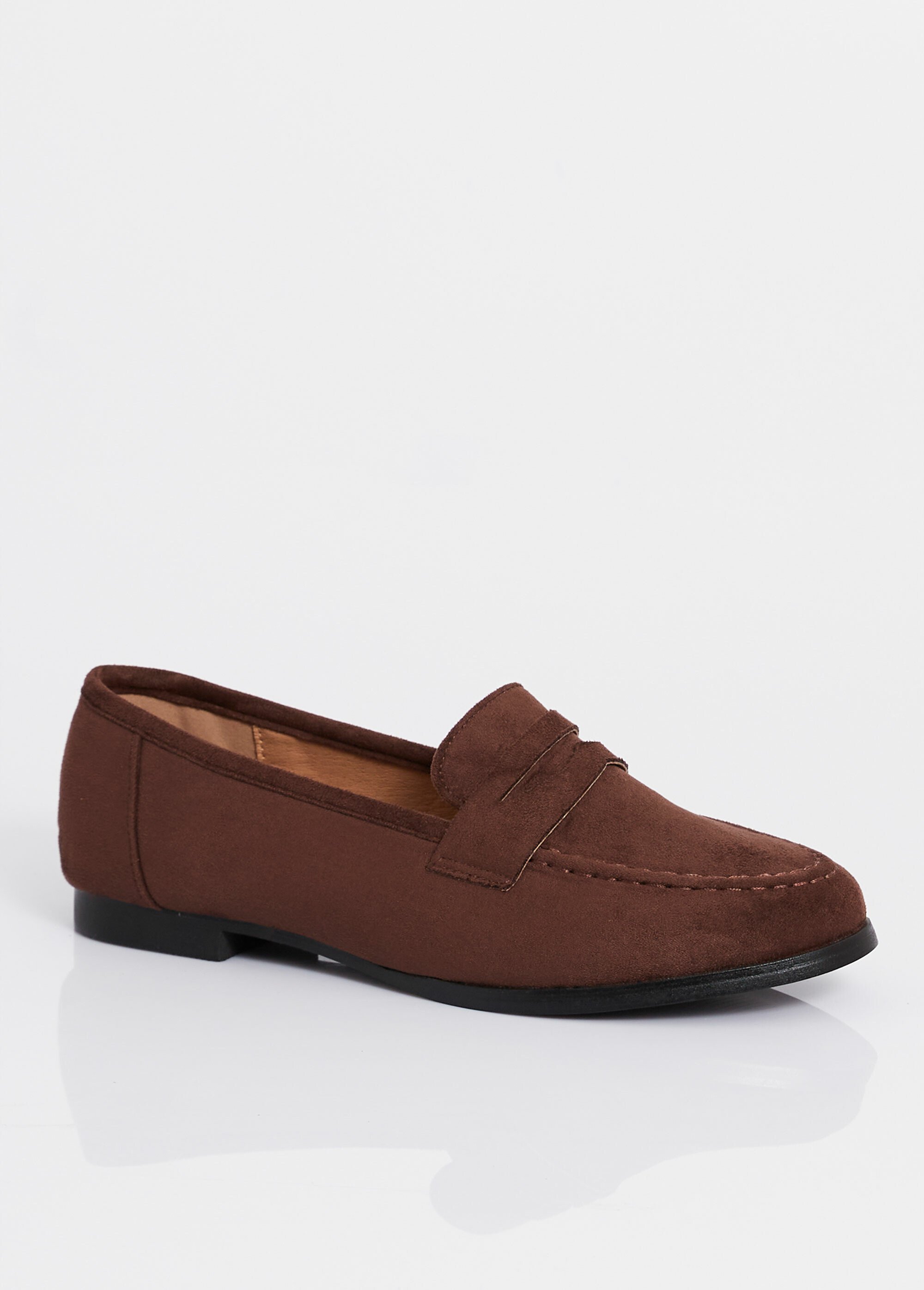 Mocassins en suédine avec bout amande Femme Marron BELD-062 FA1