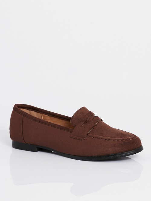 Mocassins en suédine avec bout amande Femme Marron BELD-062 FA1