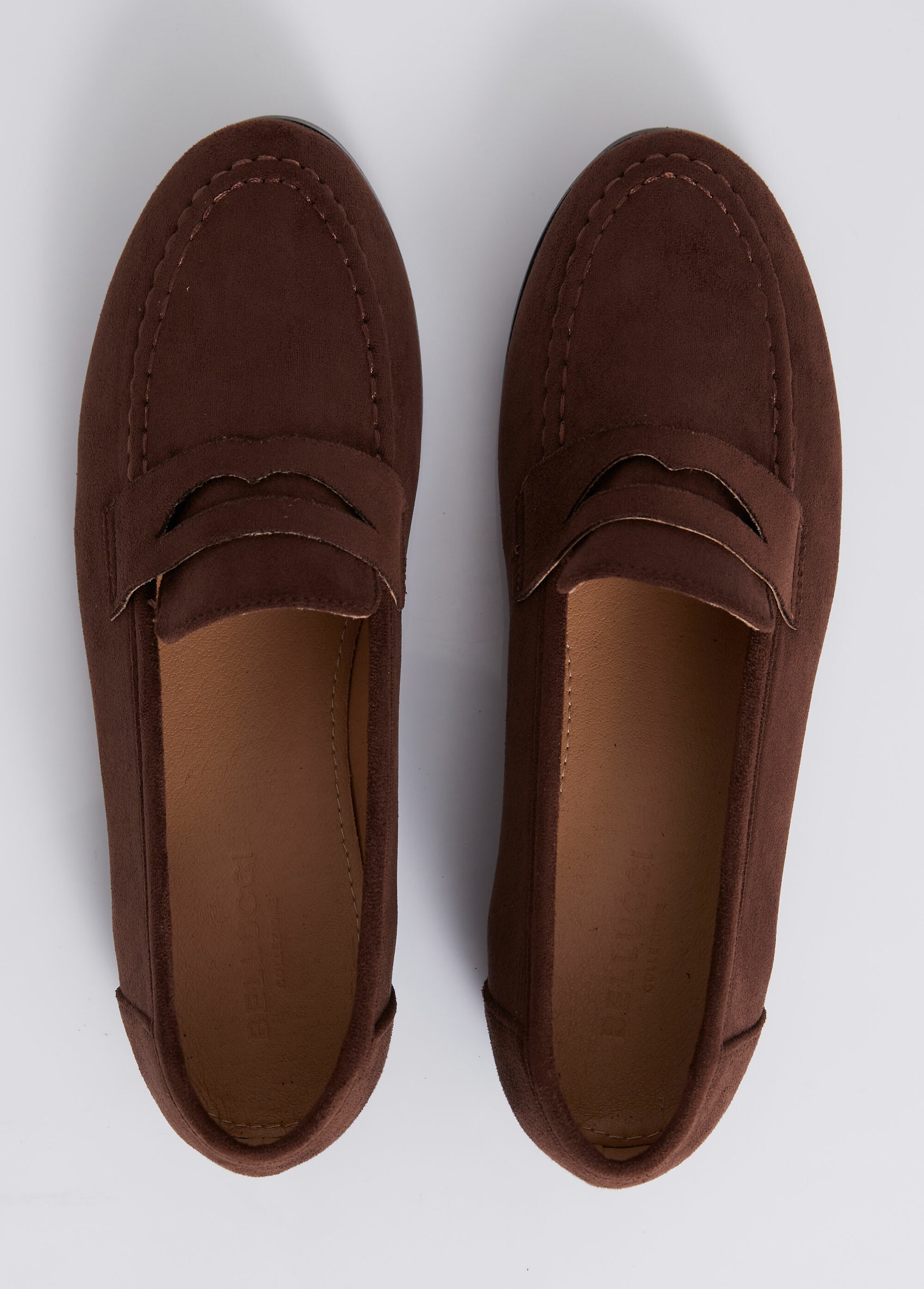 Mocassins en suédine avec bout amande Femme Marron BELD-062 OV1