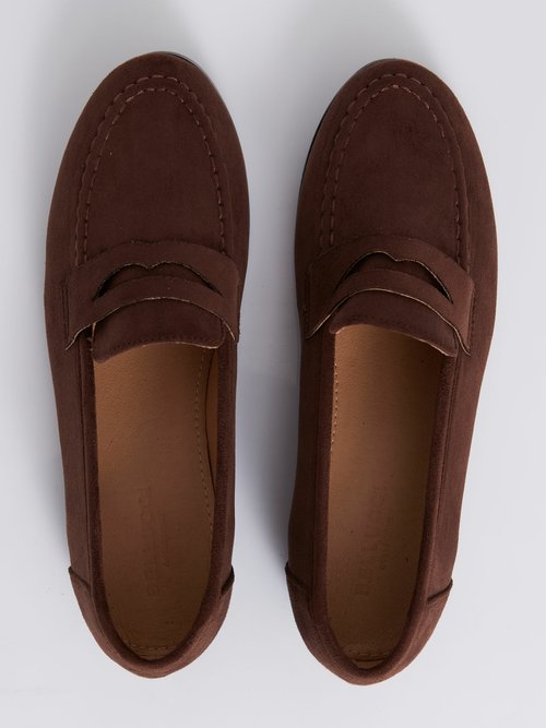 Mocassins en suédine avec bout amande Femme Marron BELD-062 OV1