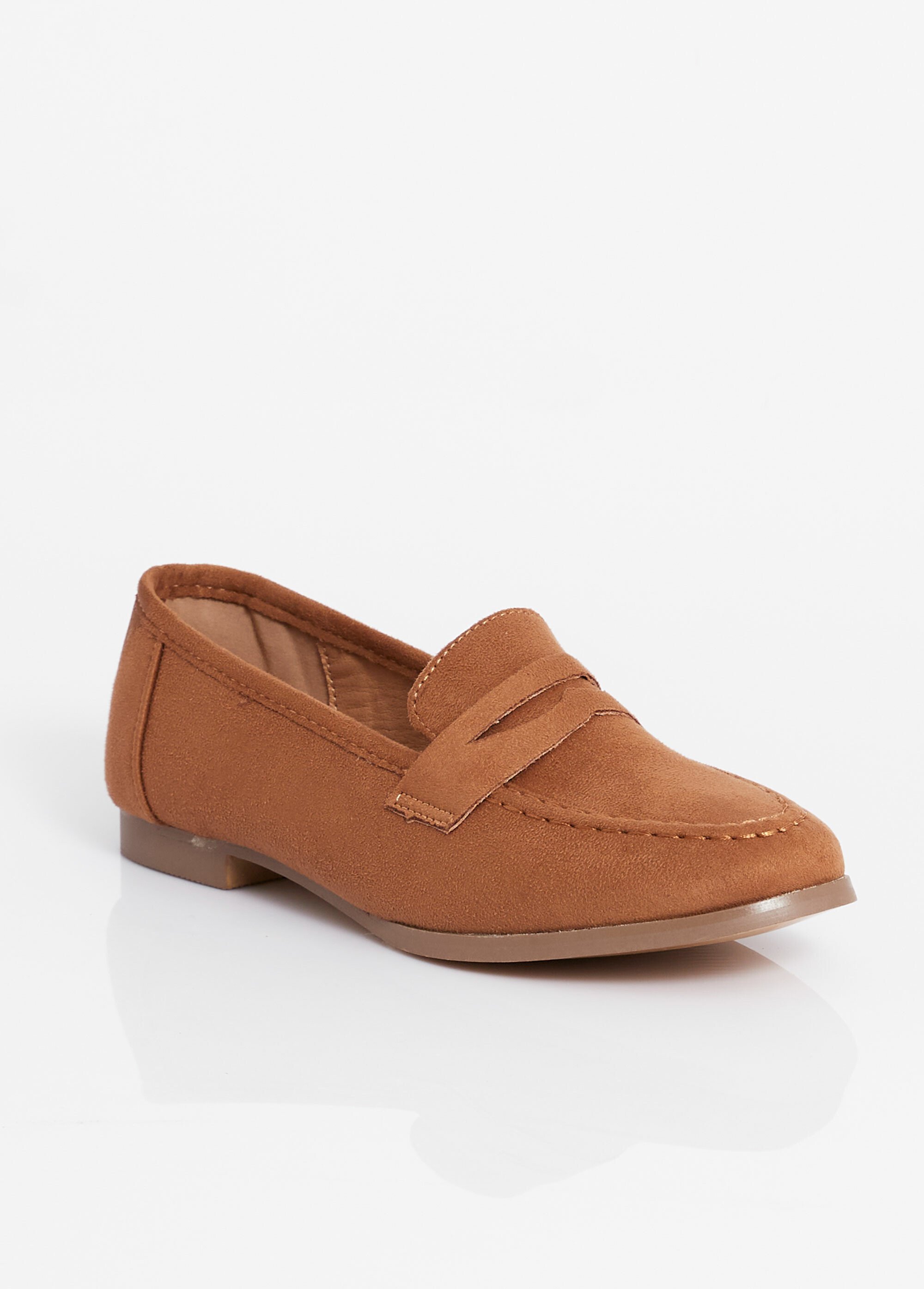 Mocassins en suédine avec bout amande Femme Marron BELD-062 FA1
