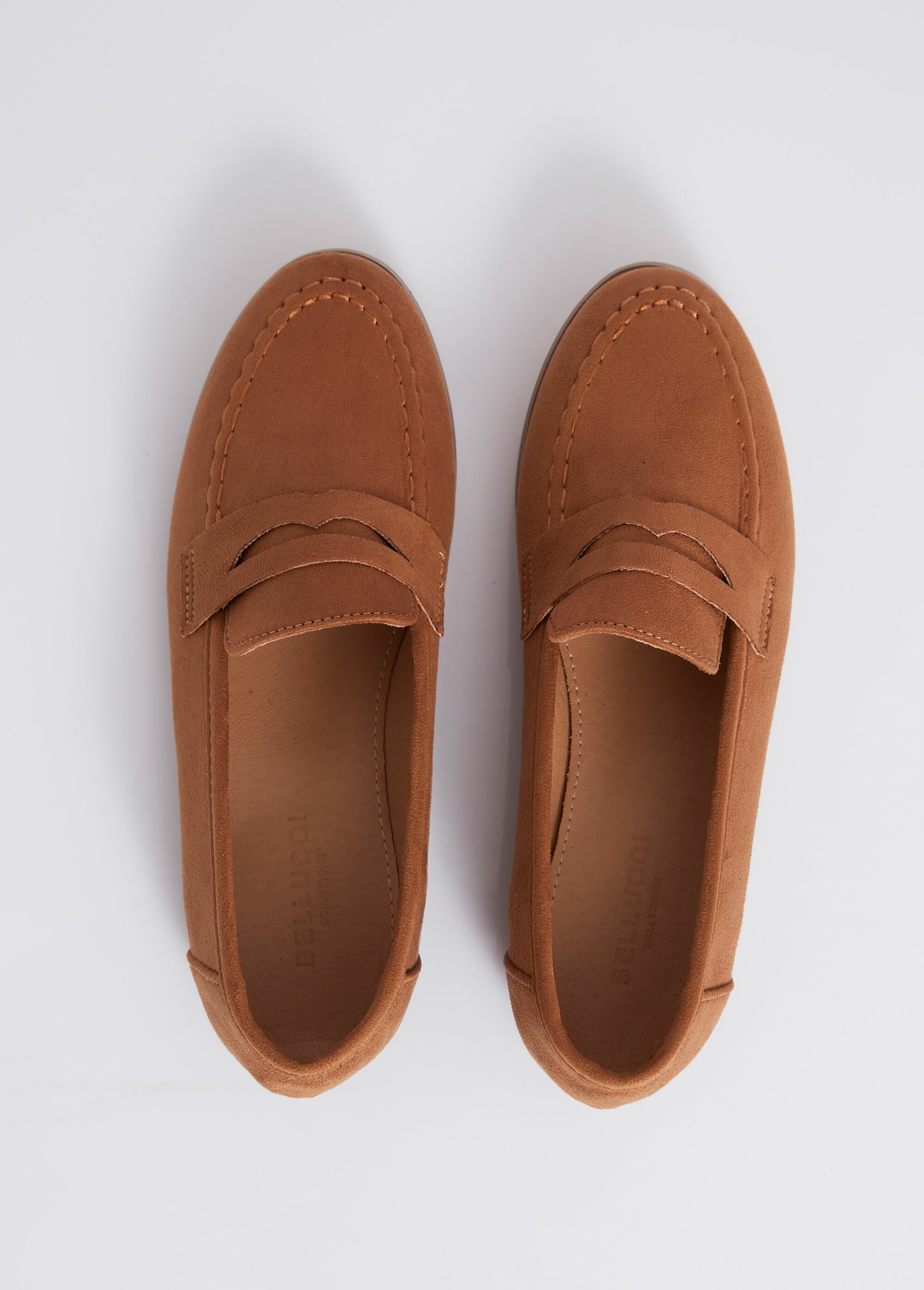 Mocassins en suédine avec bout amande Femme Marron BELD-062 OV1