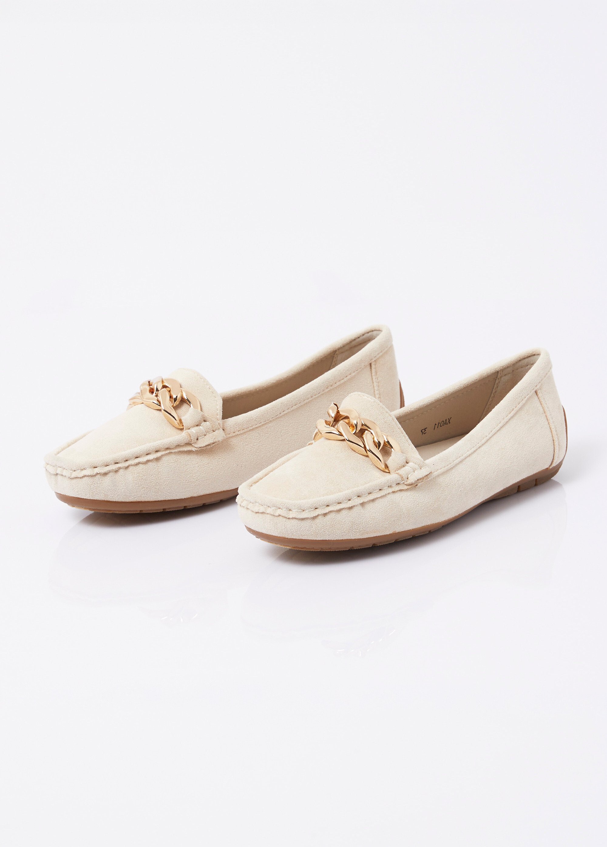 Mocassins suédine, bride maillons métal Femme Beige JANNXA011 DE1