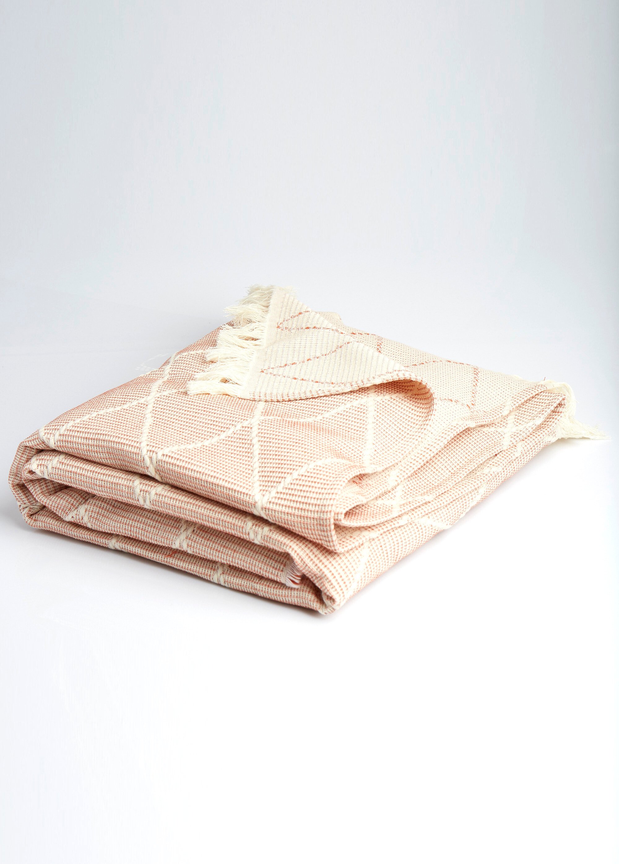 Plaid motif losanges coton texturé