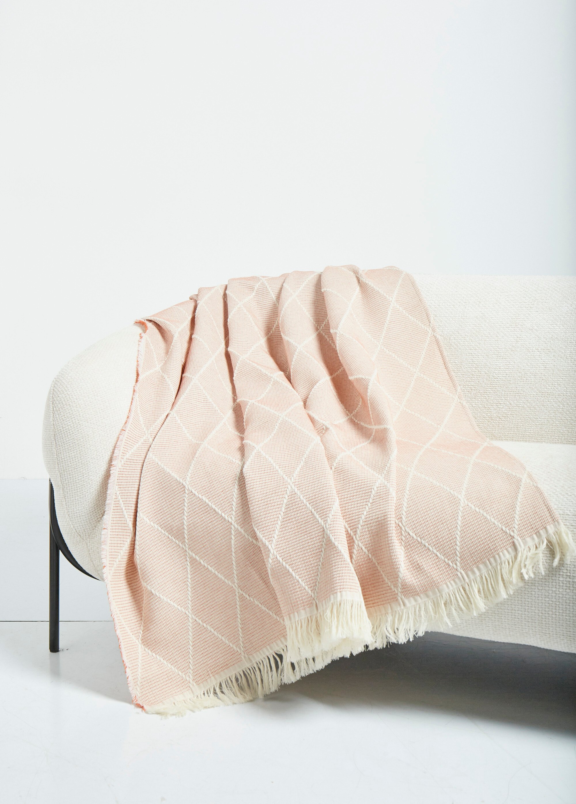 Plaid motif losanges coton texturé Rouge RIVIERE SI1