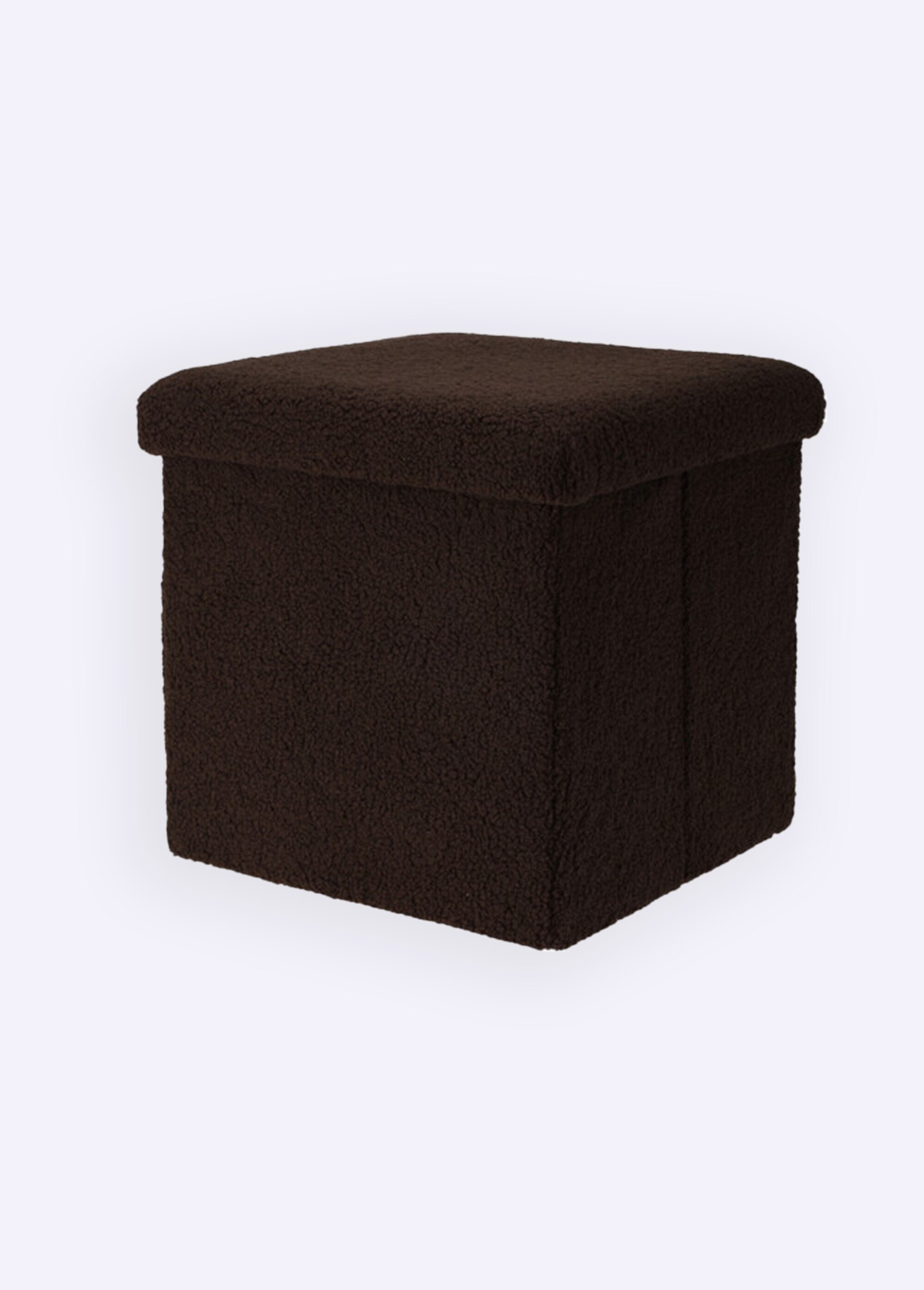 Pouf de rangement cube, aspect laineux MARRON KP-170487380 FA1