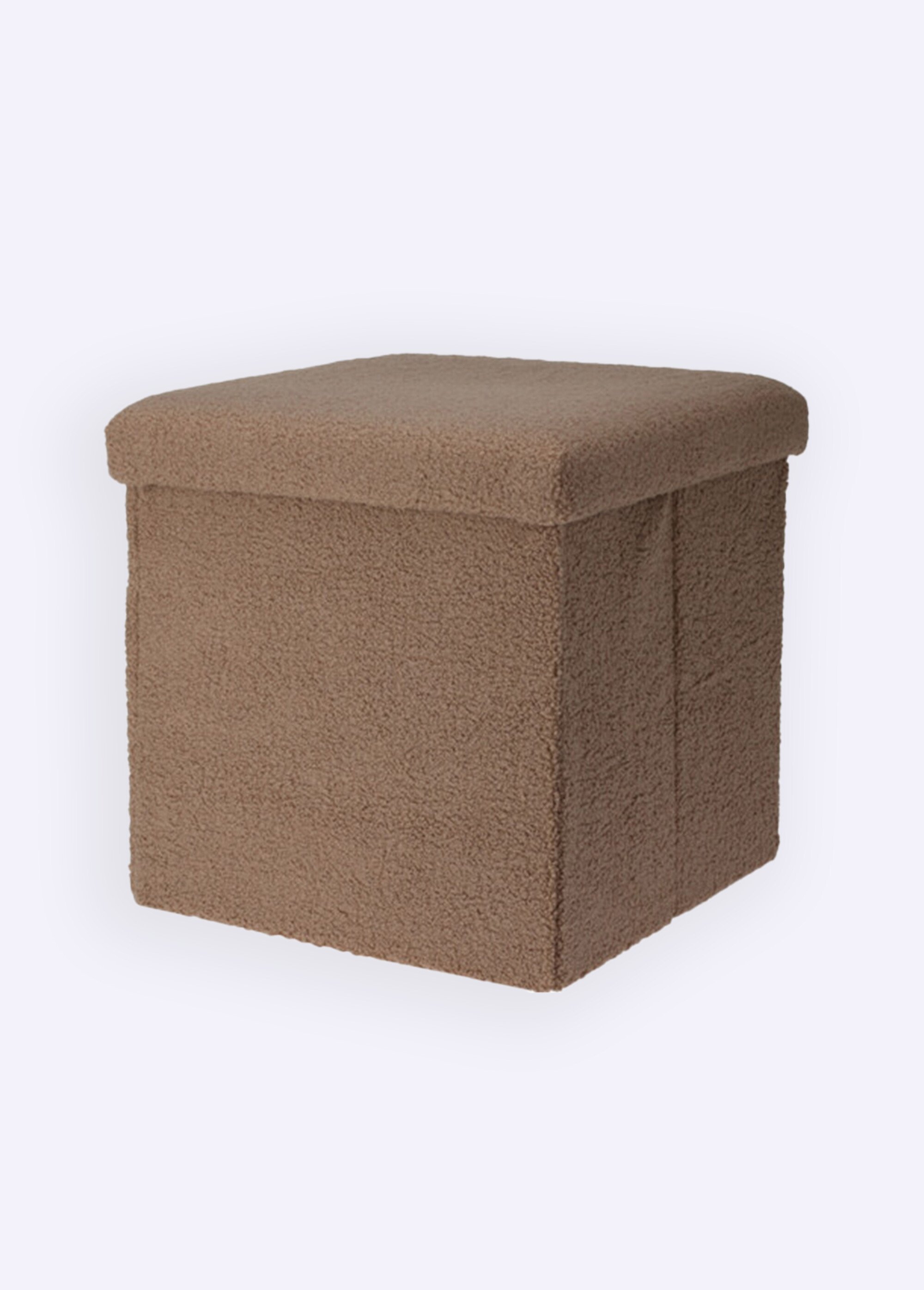 Pouf de rangement cube, aspect laineux MARRON KP-170487380 FA1