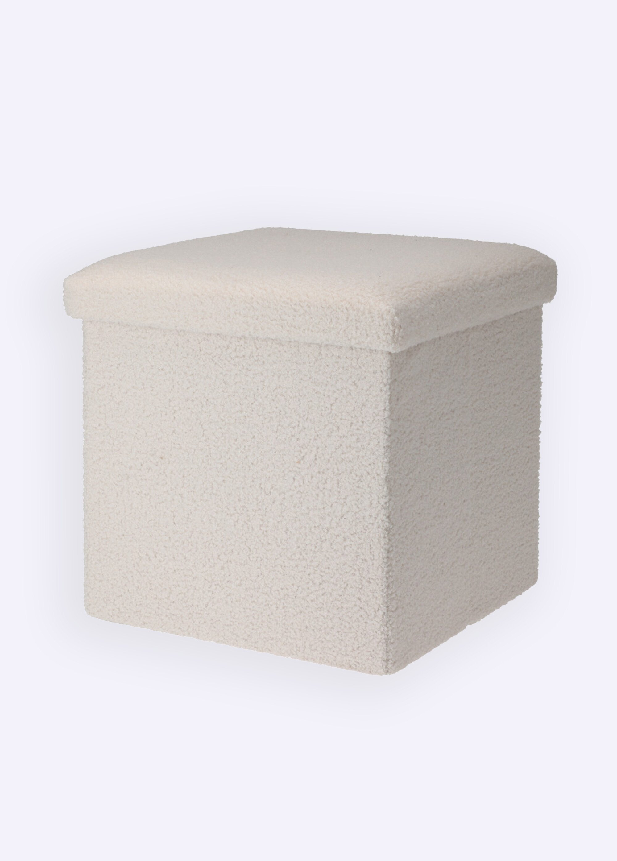 Pouf de rangement cube, aspect laineux