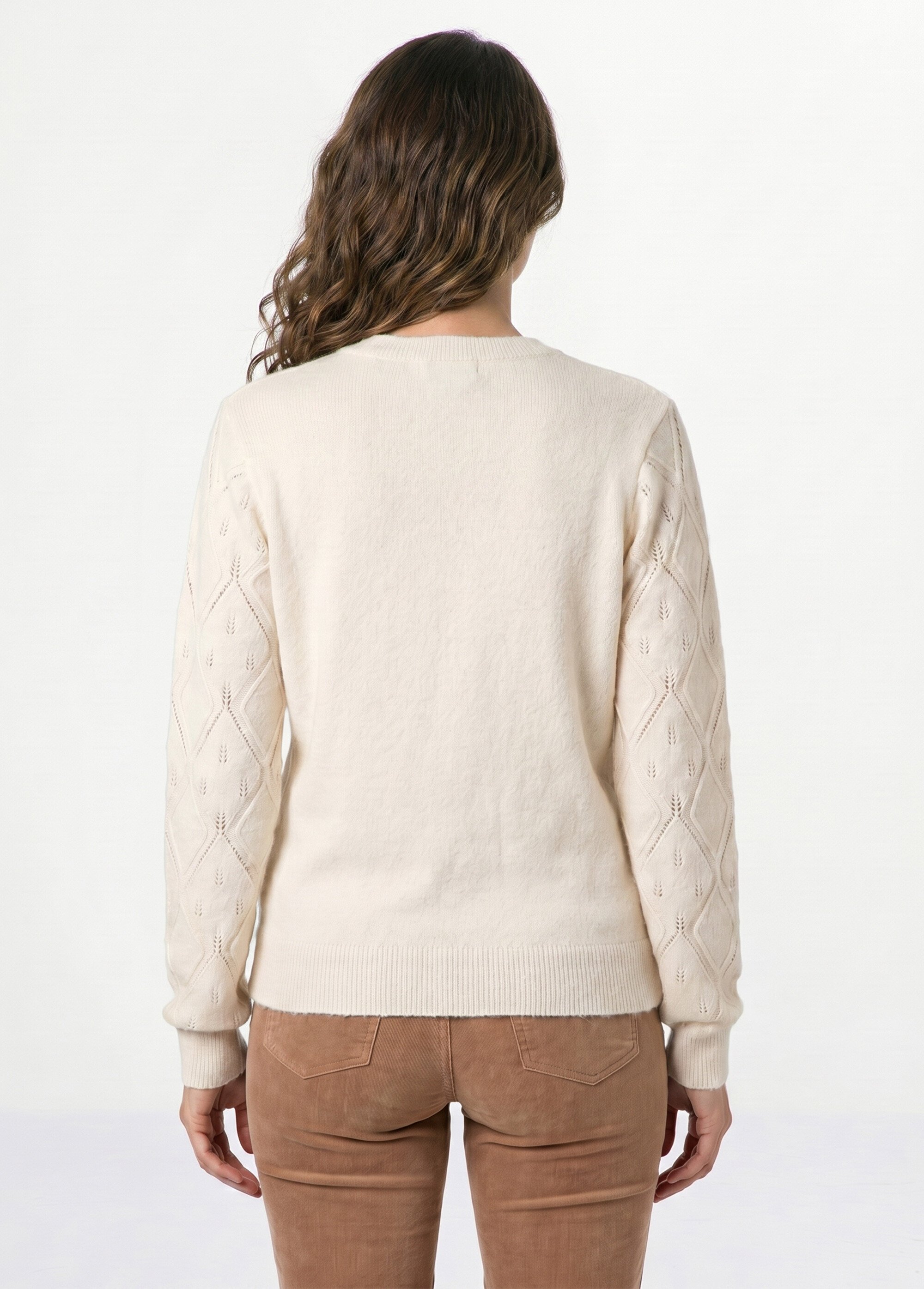 Pull doux ajouré perlé col montant