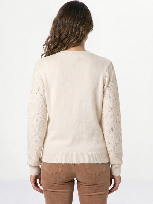 Pull doux ajouré perlé col montant Femme Beige PIANA DO1