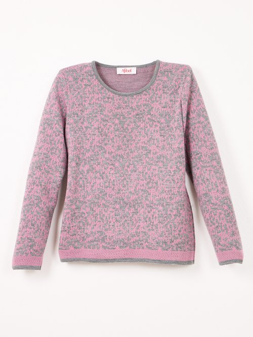 Pull jacquard col rond manches longues Femme Rose PERICO AP1