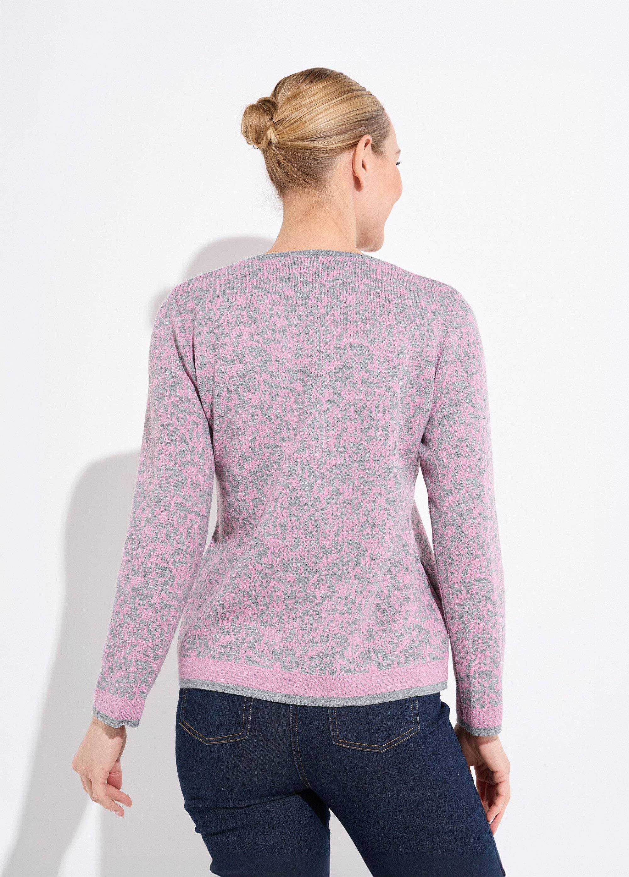 Pull jacquard col rond manches longues