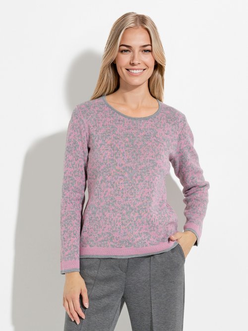 Pull jacquard col rond manches longues Femme Rose PERICO FA1
