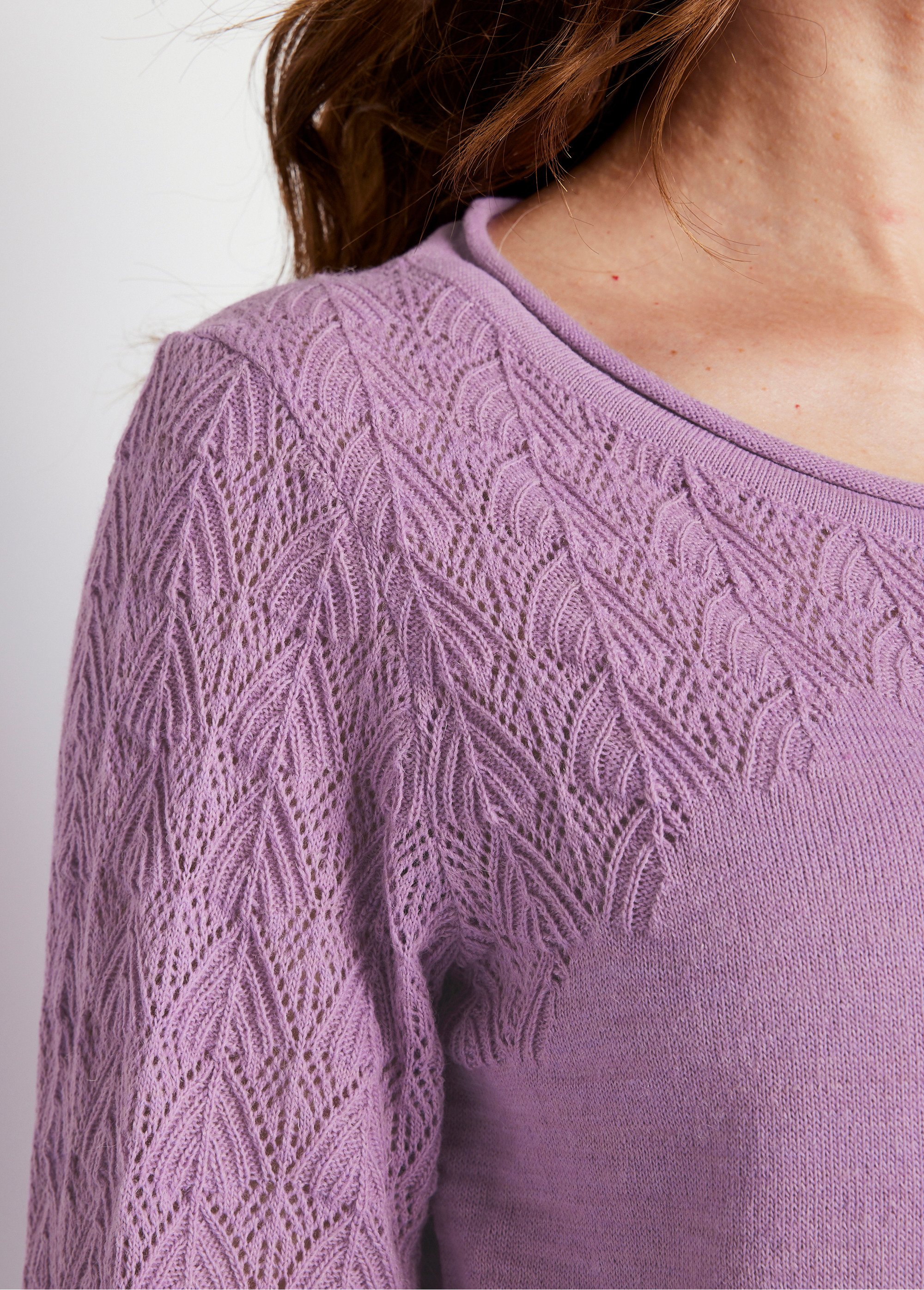 Pull jersey et ajouré manches longues