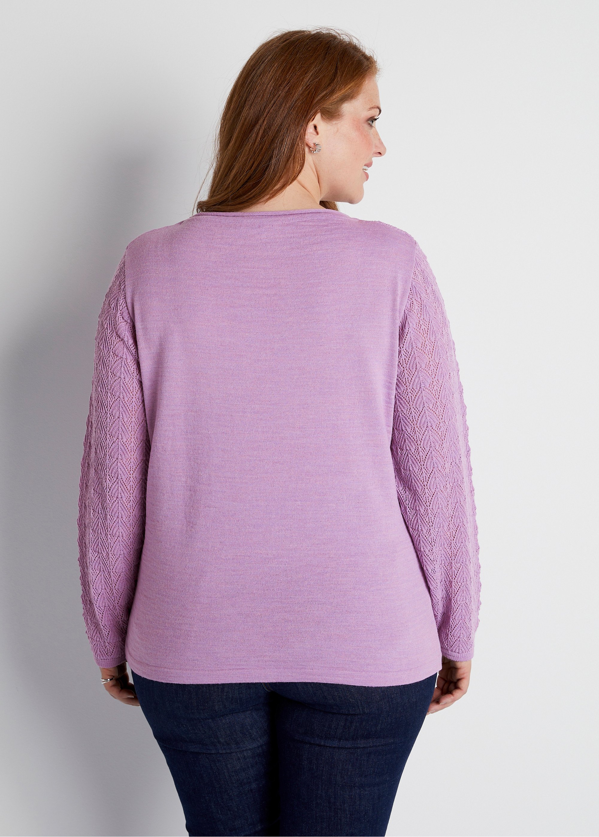 Pull jersey et ajouré manches longues