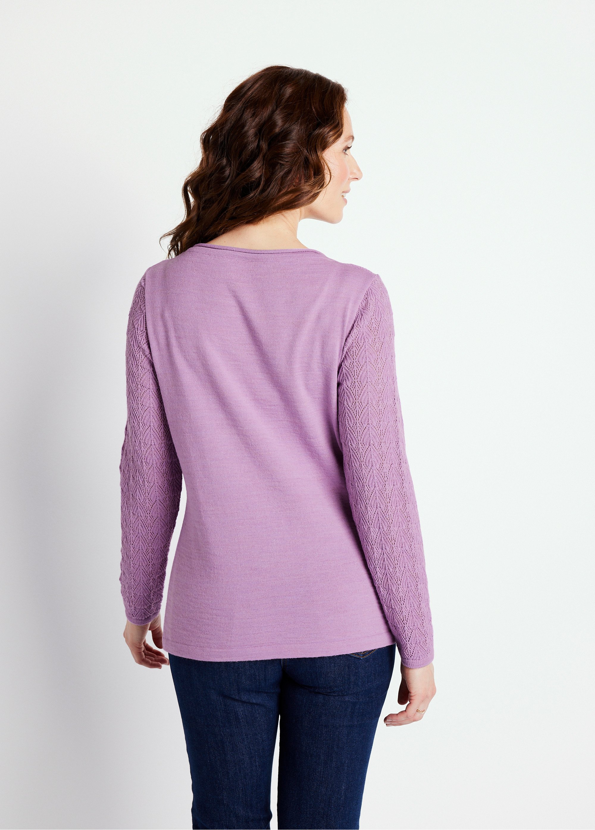 Pull jersey et ajouré manches longues