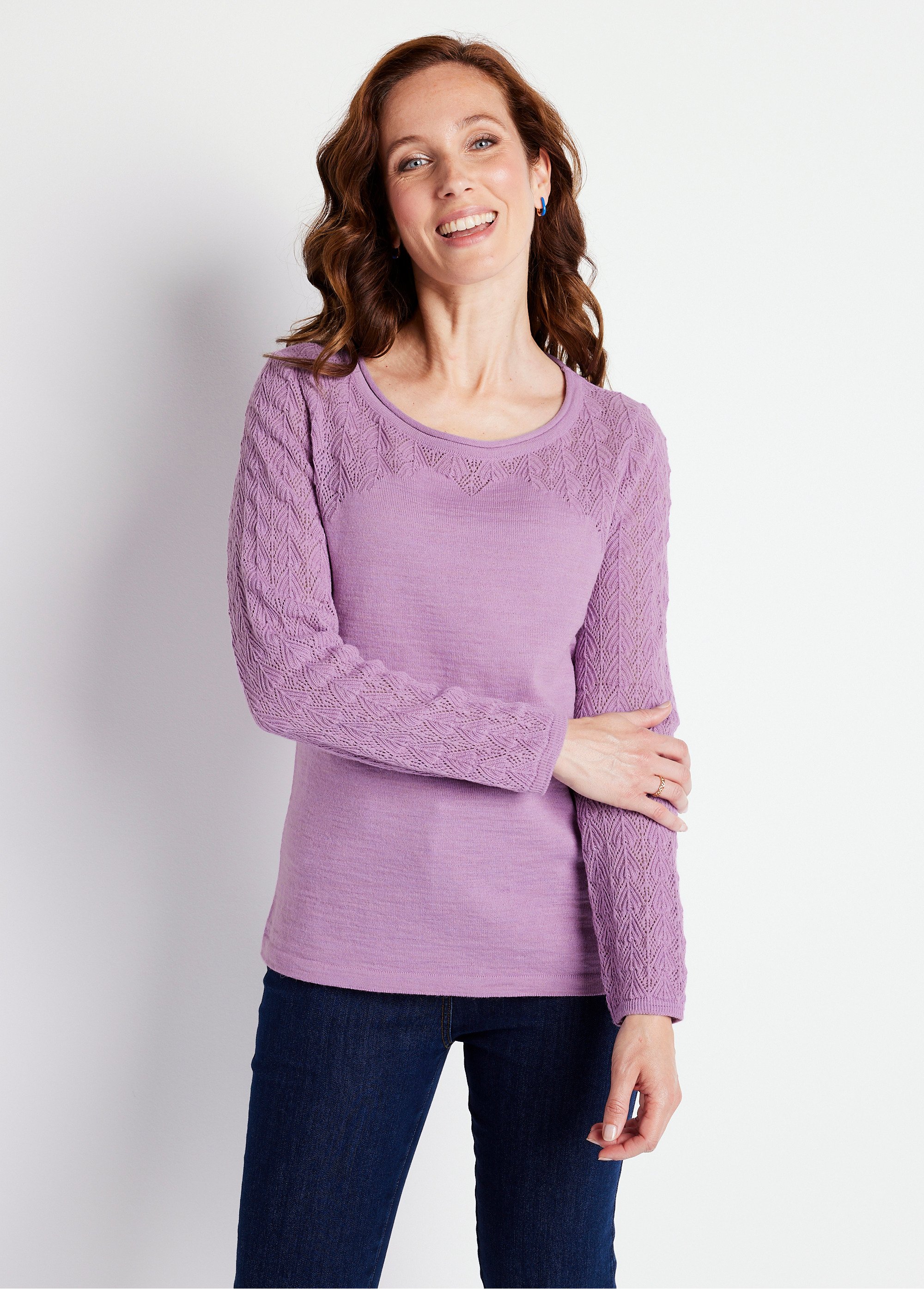 Pull jersey et ajouré manches longues