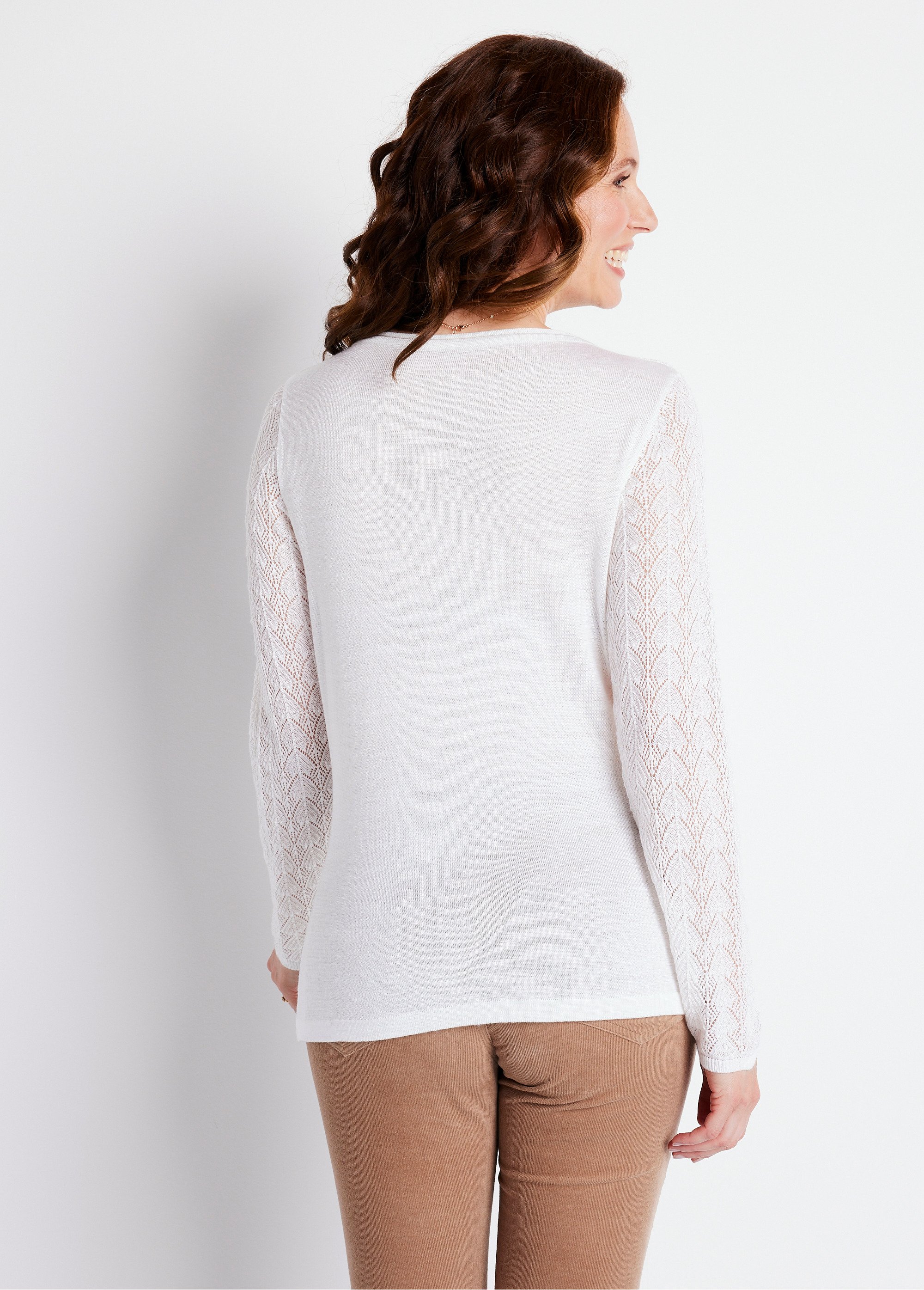 Pull jersey et ajouré manches longues