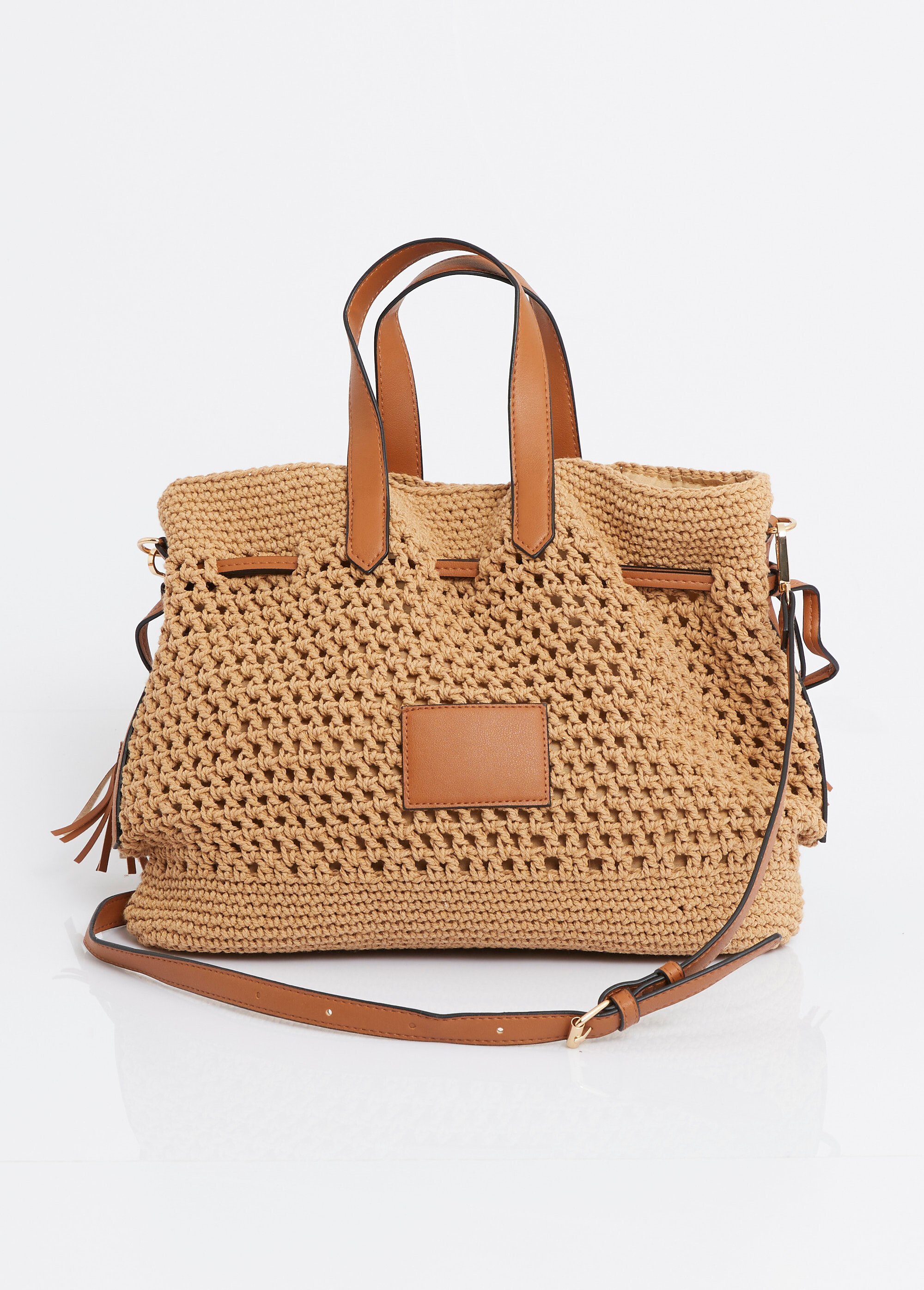 Sac esprit seau en maille ajourée Femme Marron AST8405 FA1