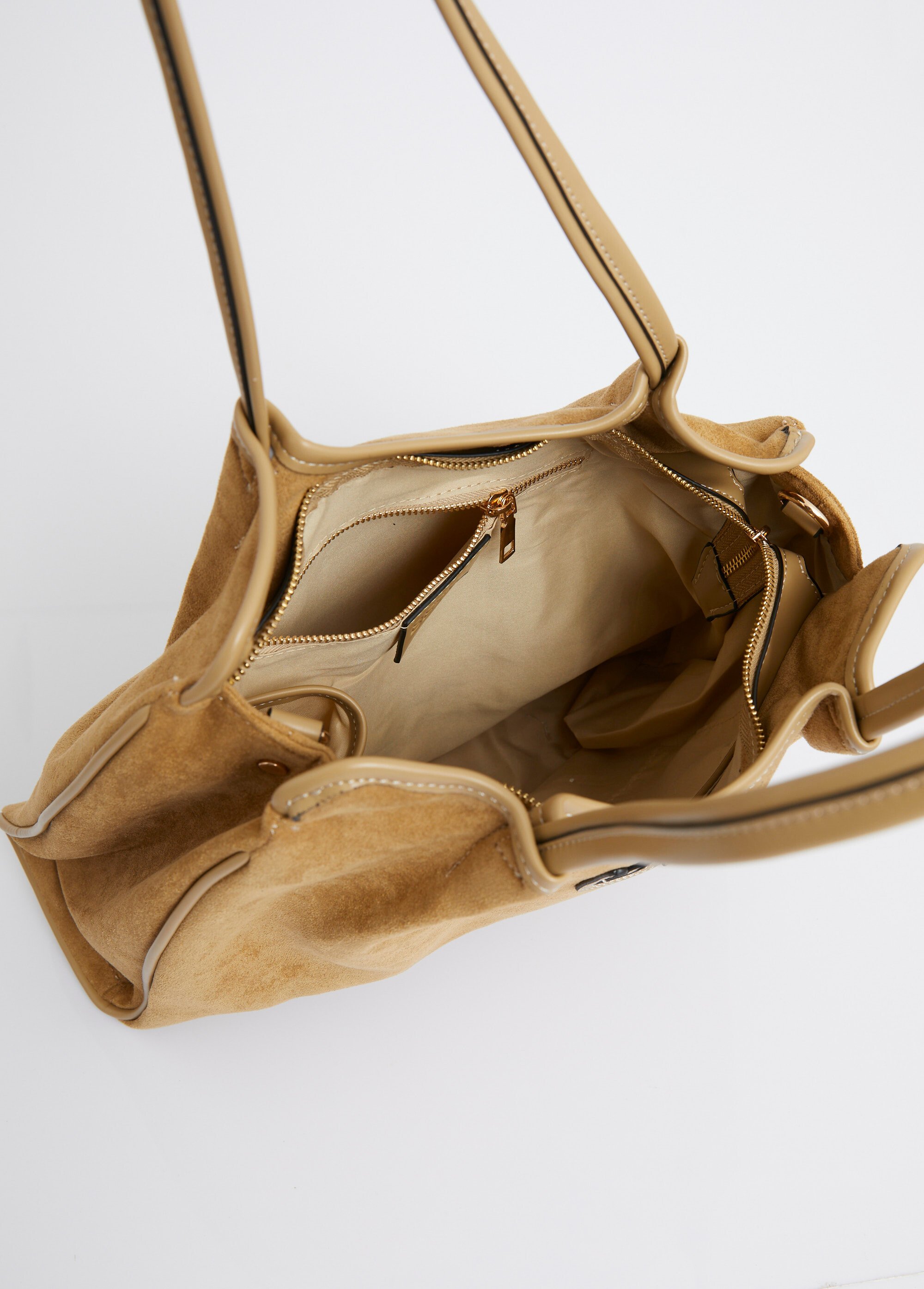 Sac shopping suédine et simili cuir Femme Jaune MIM92590-7 DE2