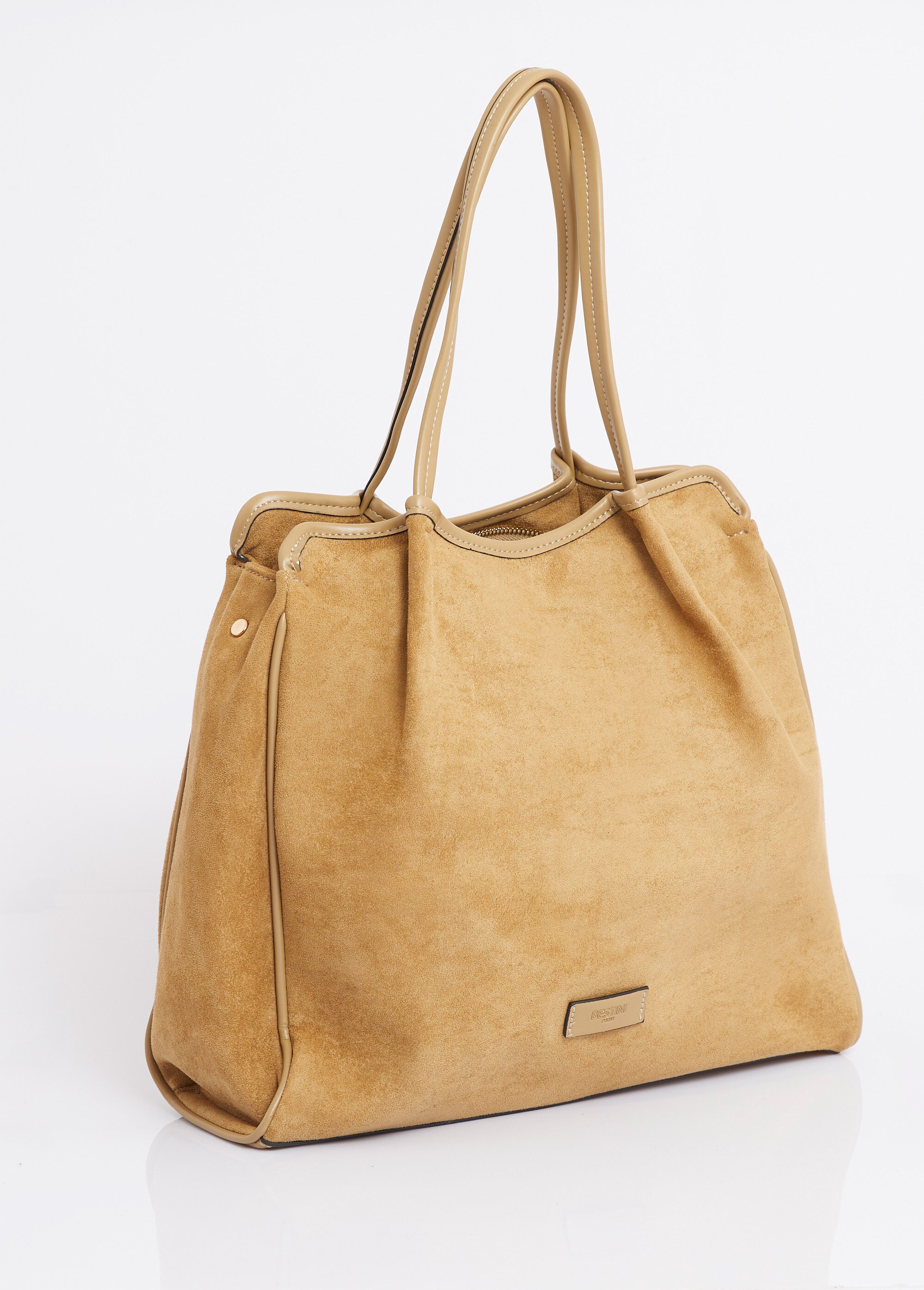 Sac shopping suédine et simili cuir Femme Jaune MIM92590-7 DO1