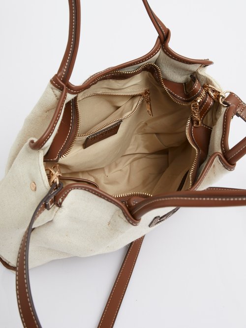 Sac shopping toile, détails simili cuir Femme Beige MIM92590-6 DE1