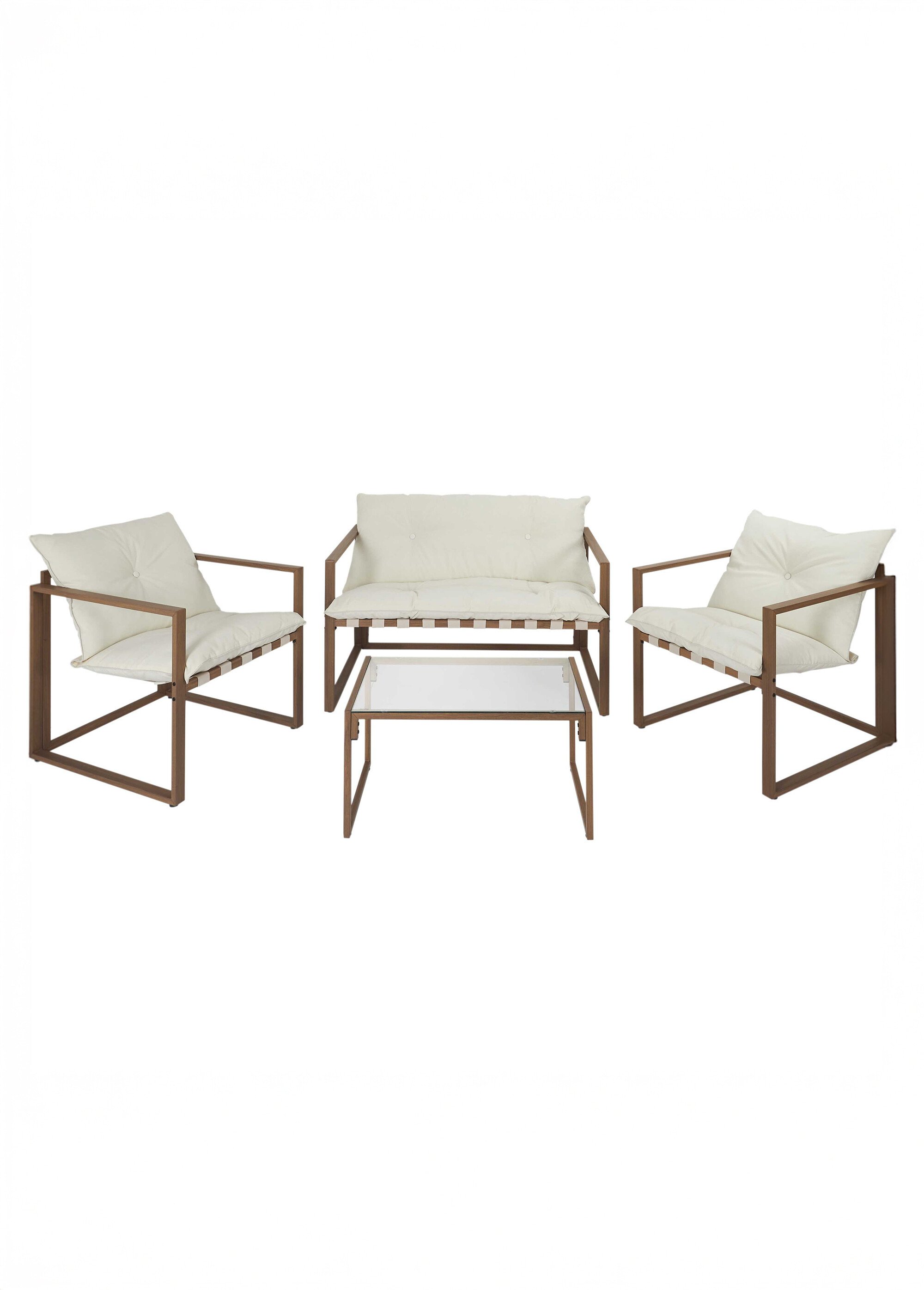 Salon de jardin déperlant 4 pièces métal BEIGE CMP-HDO7312 FA1