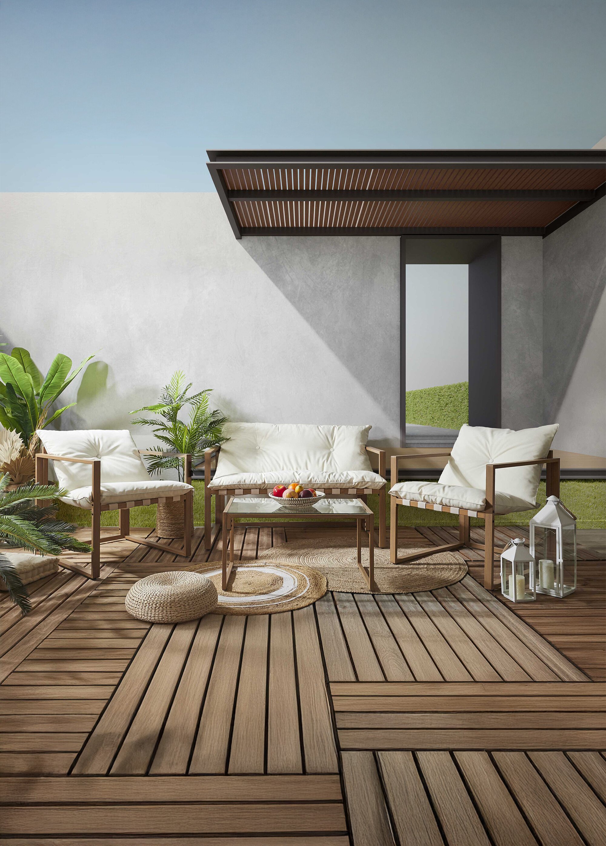 Salon de jardin déperlant 4 pièces métal BEIGE CMP-HDO7312 SI1