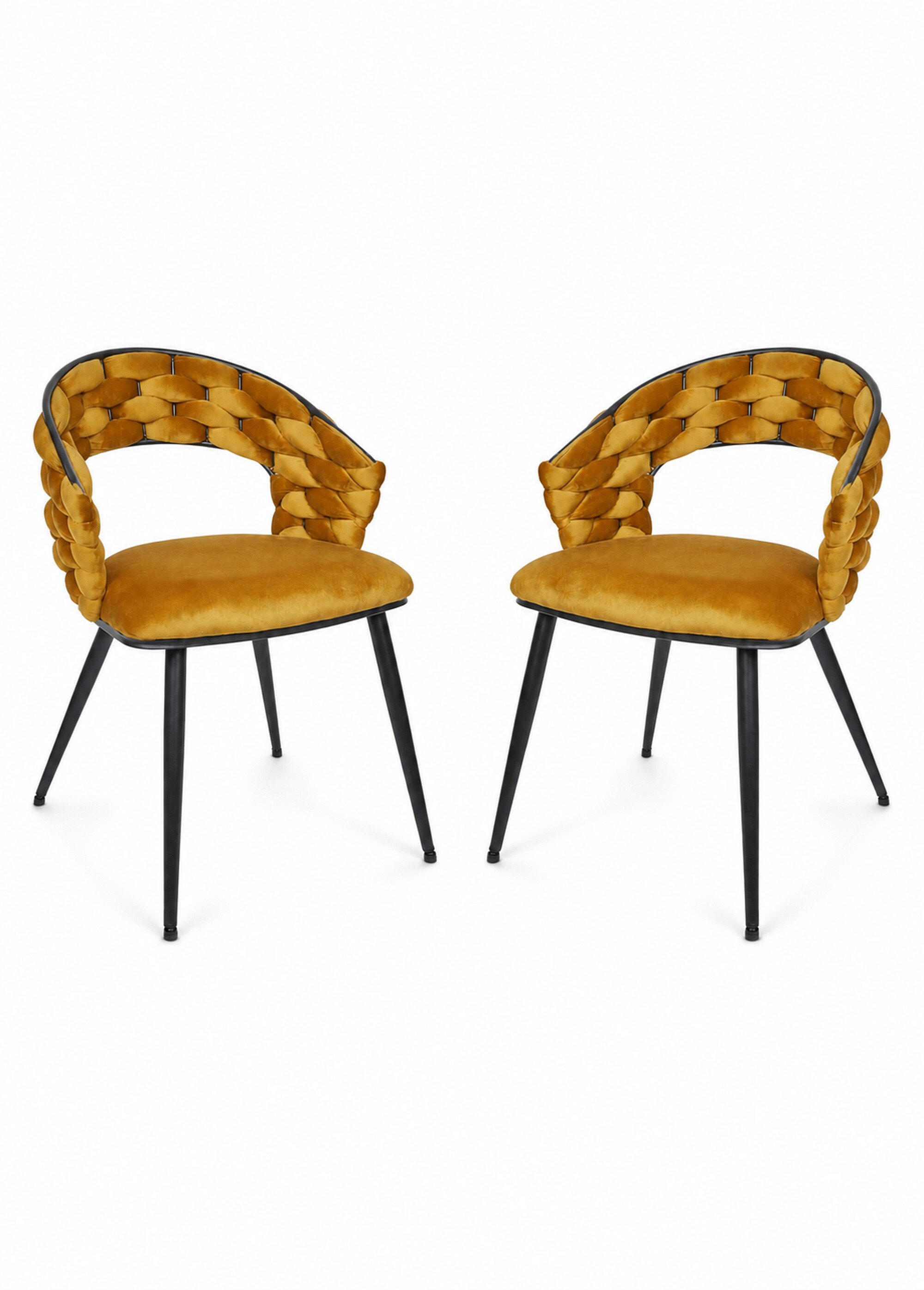Set 2 Fauteuils en velours design SAWYER JAUNE CMP-HD0359 FA1