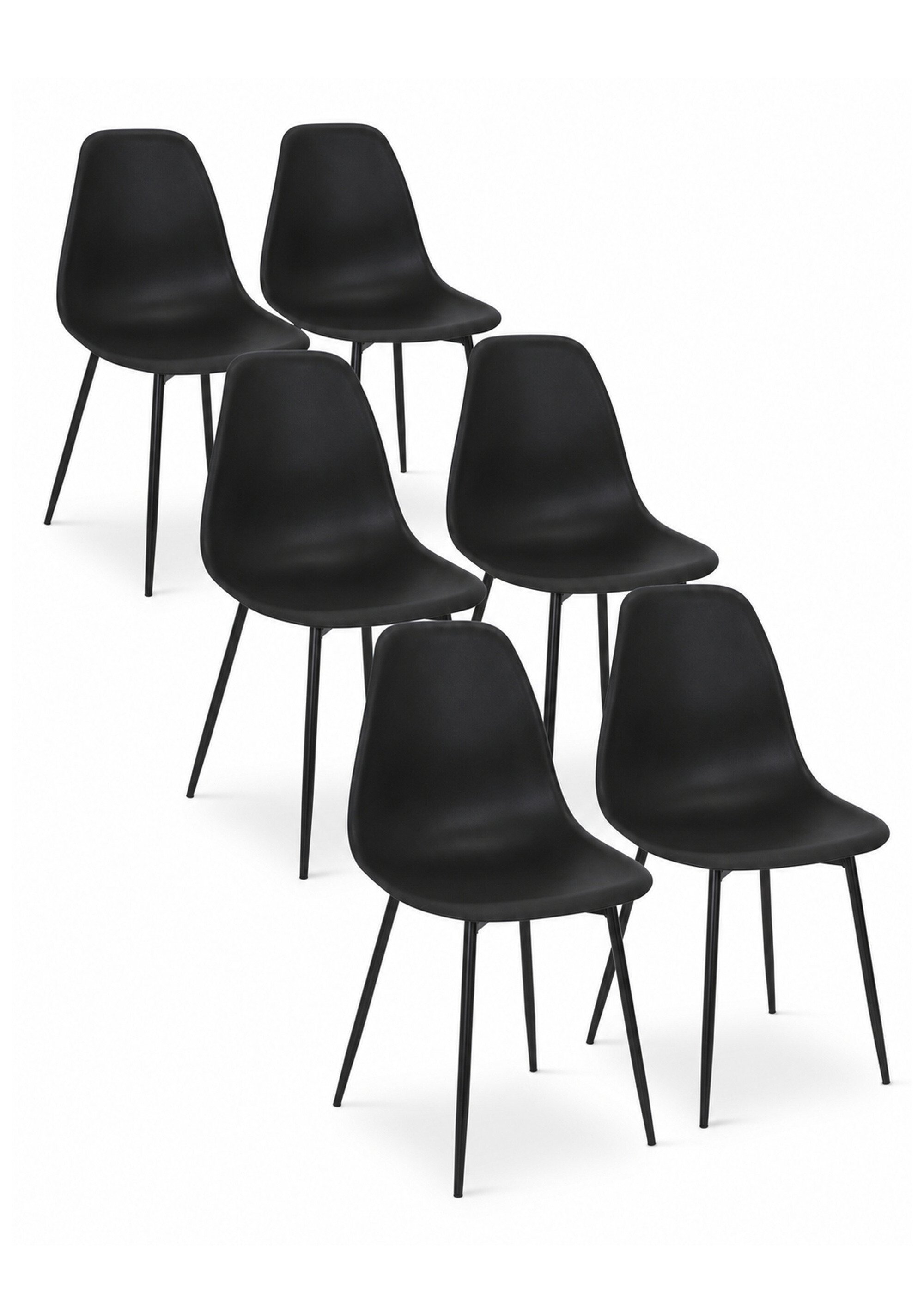 Set 6 Chaises forme coque GUSTAV NOIR CMP-HD0354 FA1