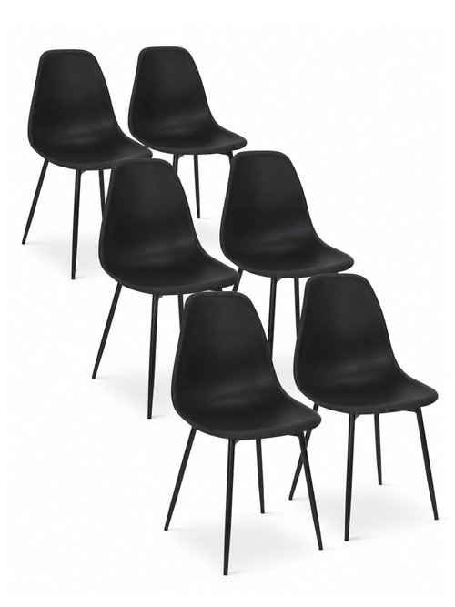 Set 6 Chaises forme coque GUSTAV NOIR CMP-HD0354 FA1