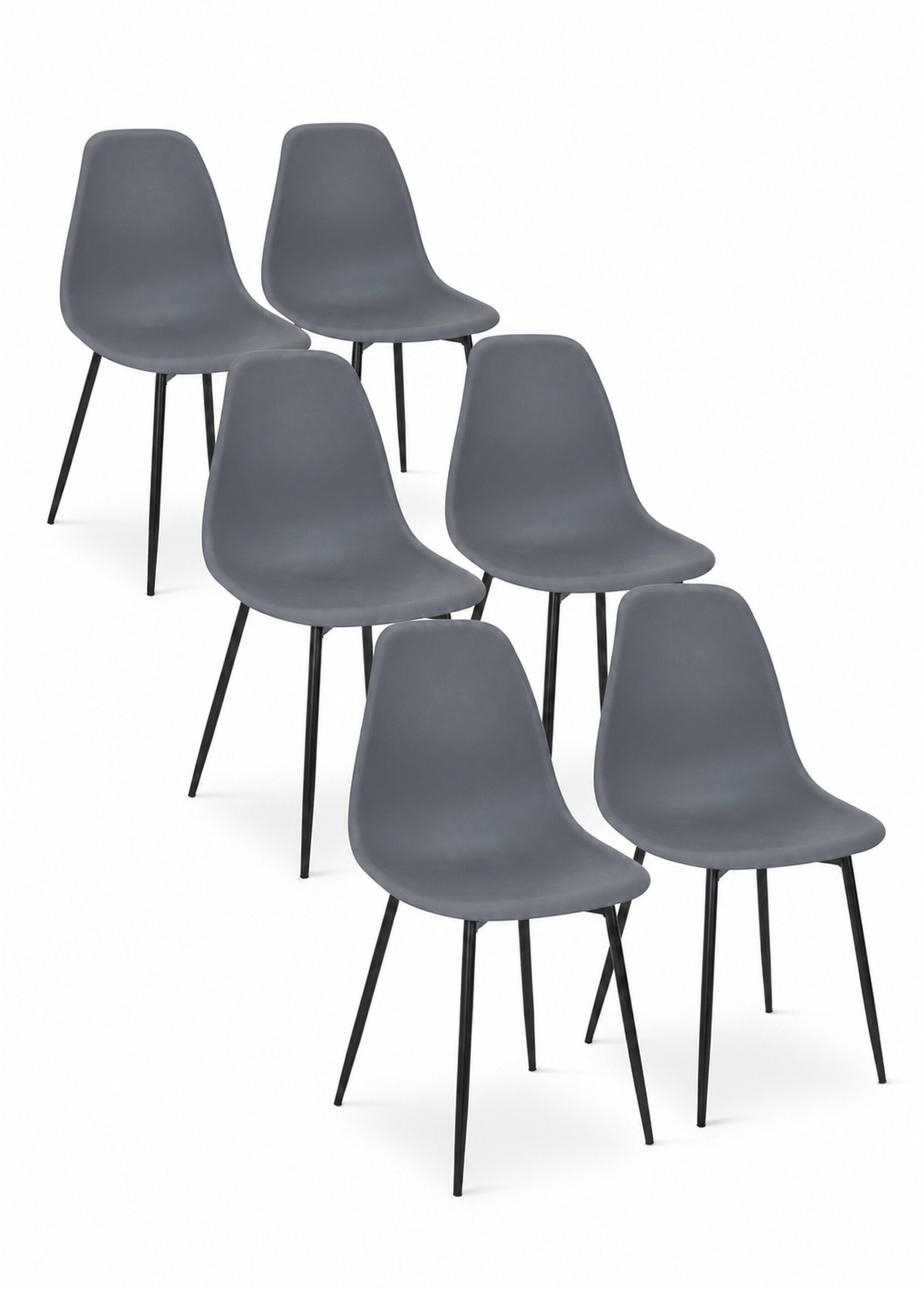 Set 6 Chaises forme coque GUSTAV GRIS CMP-HD0354 FA1