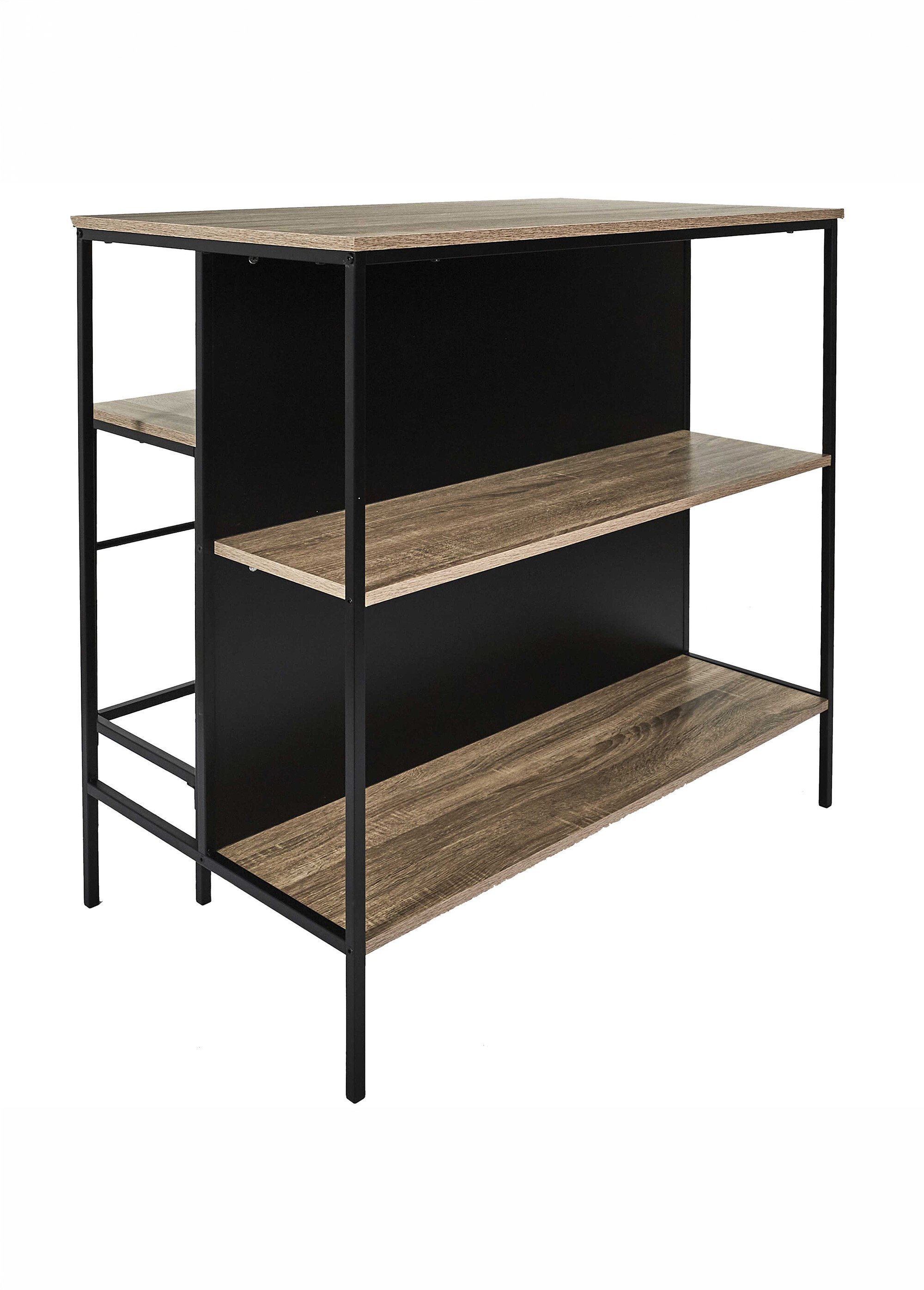 Set industriel Table ilot + 2 Tabourets  LOKA MARRON CMP-HD0233 DE2