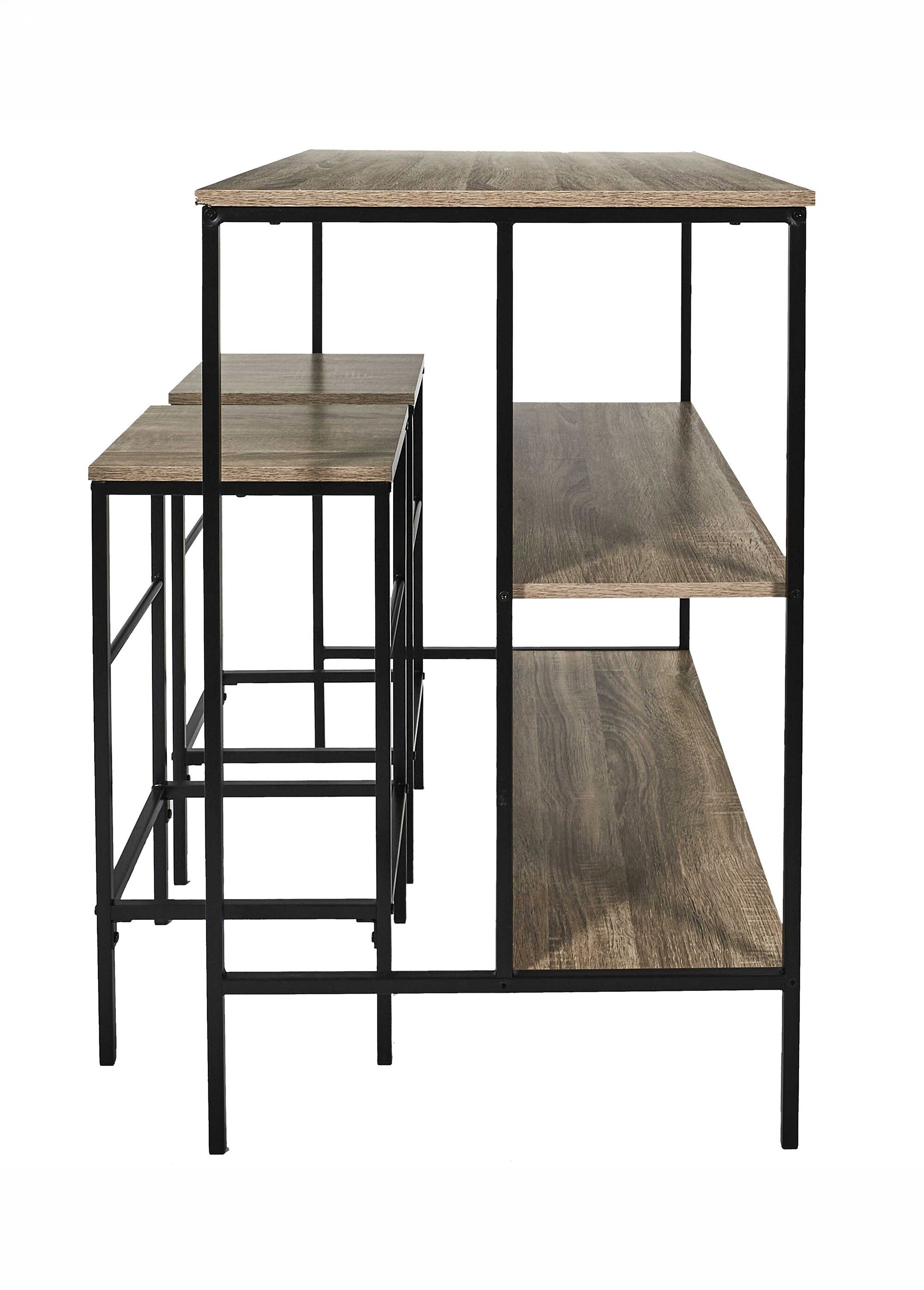 Set industriel Table ilot + 2 Tabourets  LOKA MARRON CMP-HD0233 DR1