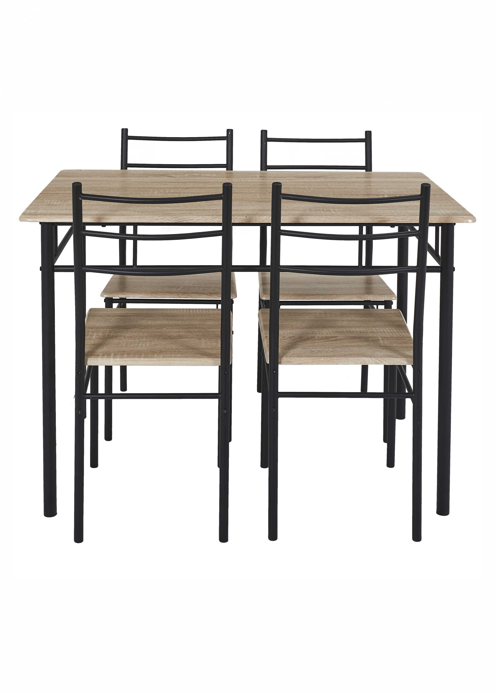 Set Table + 4 Chaises style industriel LOKA MARRON CMP-HD0211 DE1