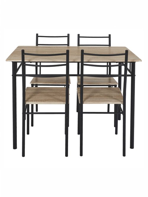 Set Table + 4 Chaises style industriel LOKA MARRON CMP-HD0211 DE1