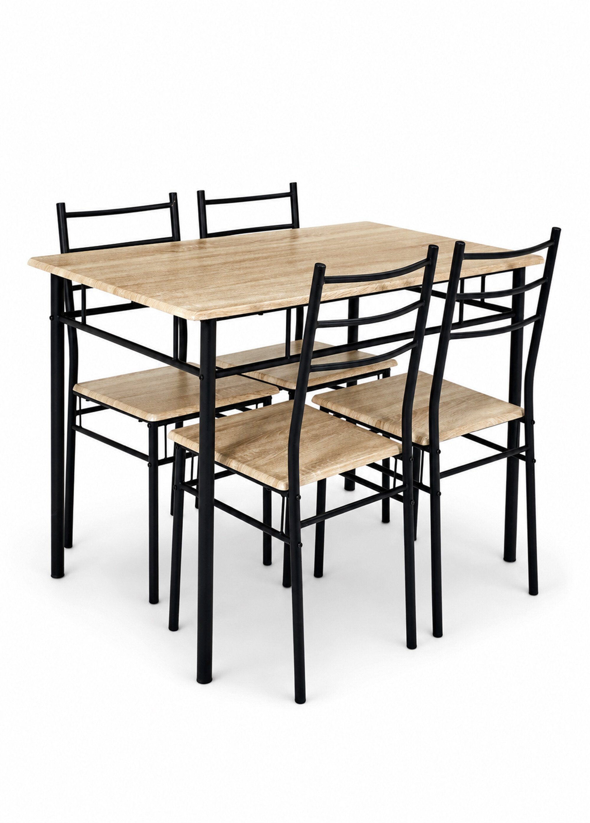 Set Table + 4 Chaises style industriel LOKA MARRON CMP-HD0211 FA1