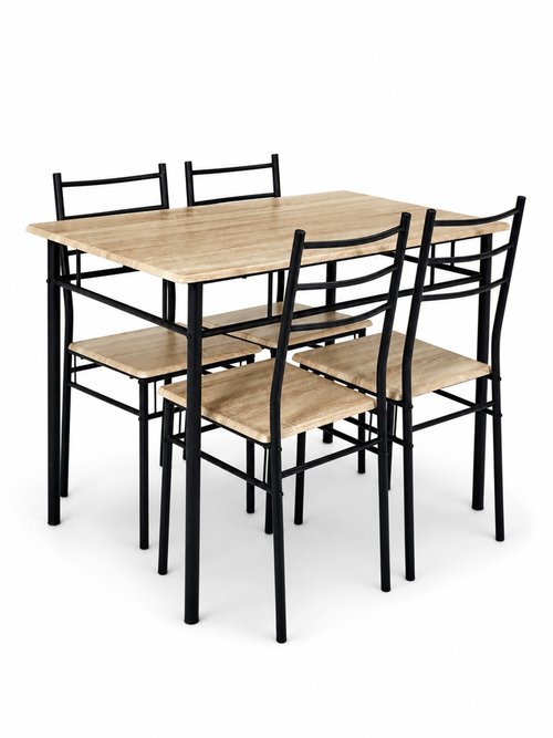 Set Table + 4 Chaises style industriel LOKA MARRON CMP-HD0211 FA1