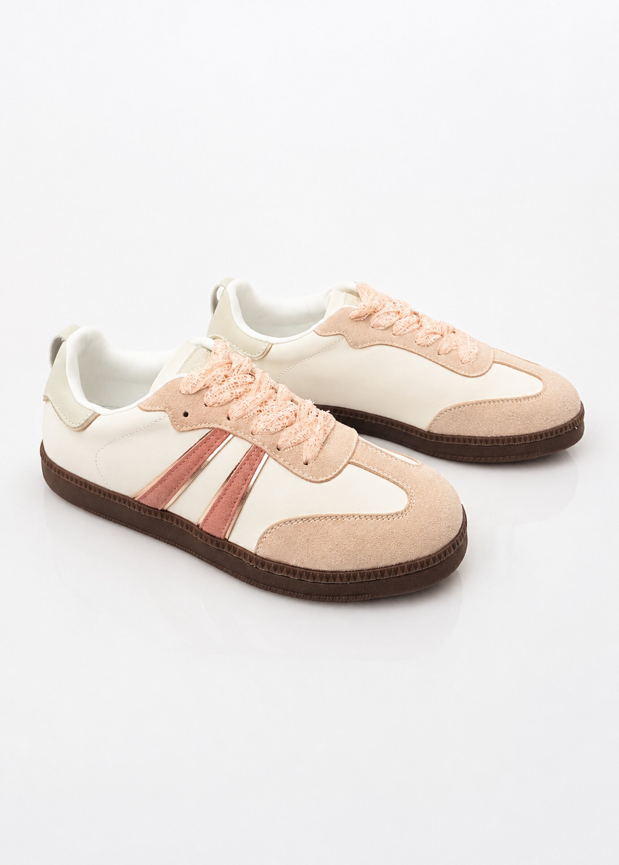 Sneakers vintage avec lacets fantaisie Femme Rose COVFY1160 DE1