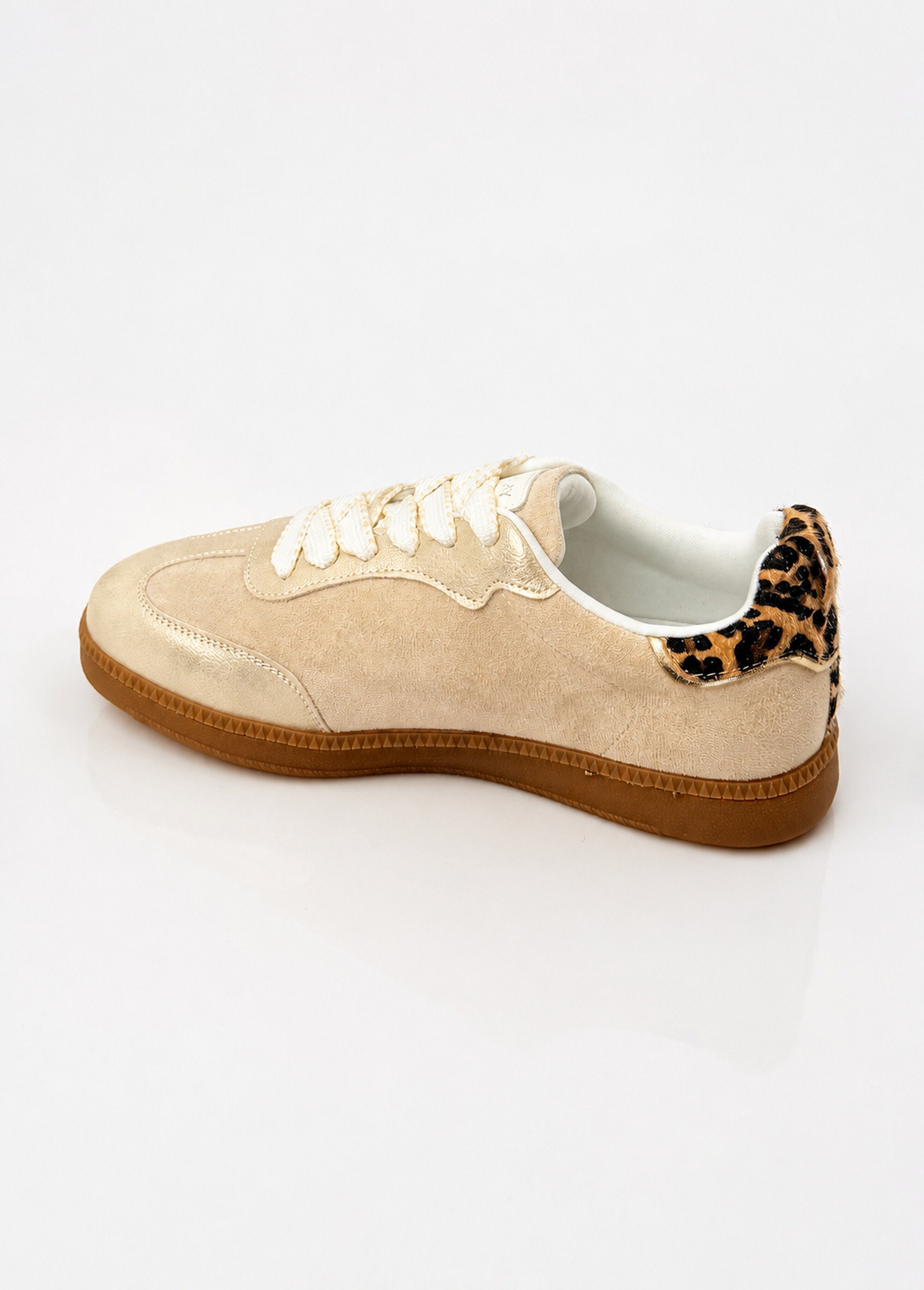 Sneakers vintage avec lacets fantaisie Femme Beige COVFY1160 DO1