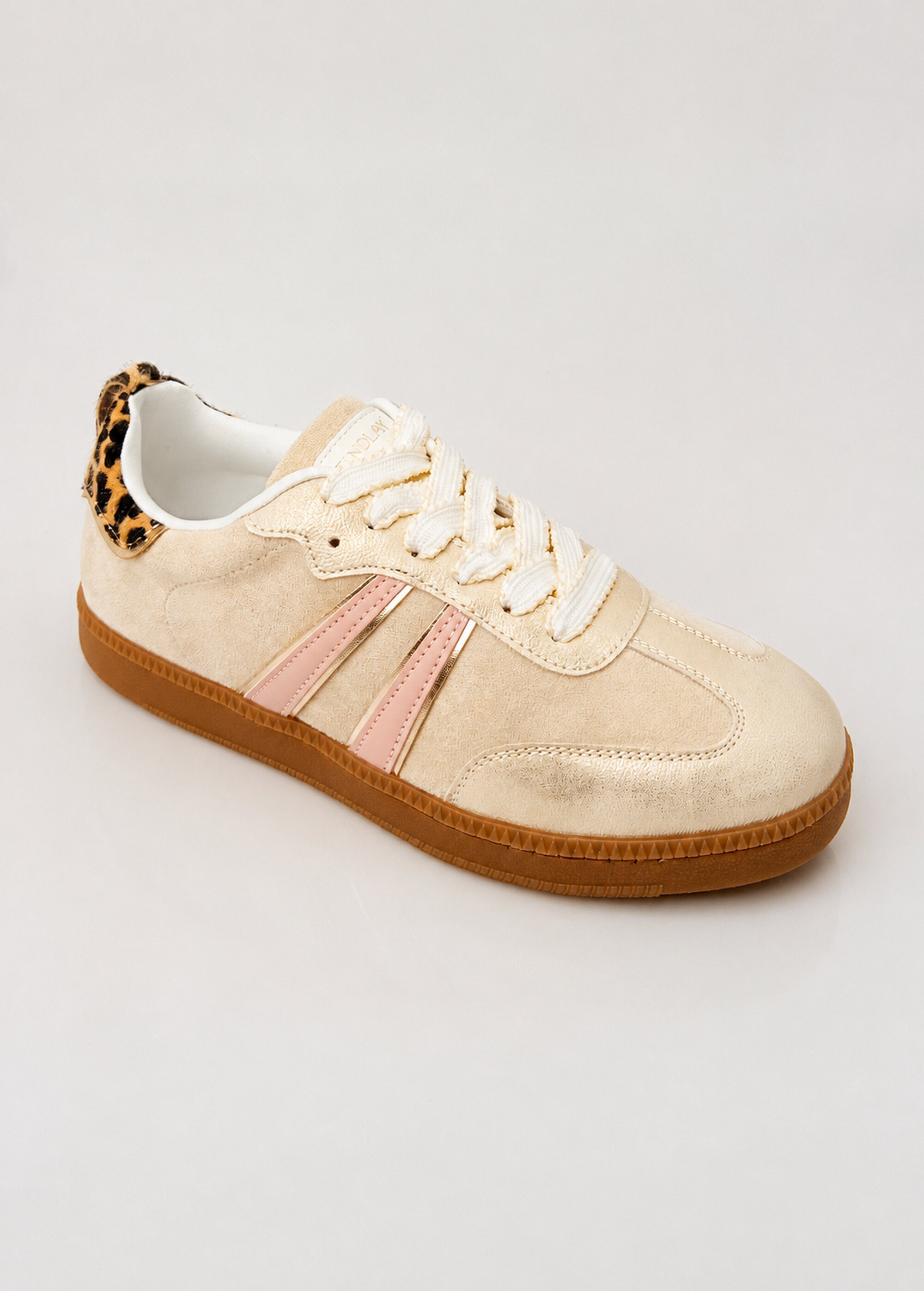Sneakers vintage avec lacets fantaisie Femme Beige COVFY1160 FA1