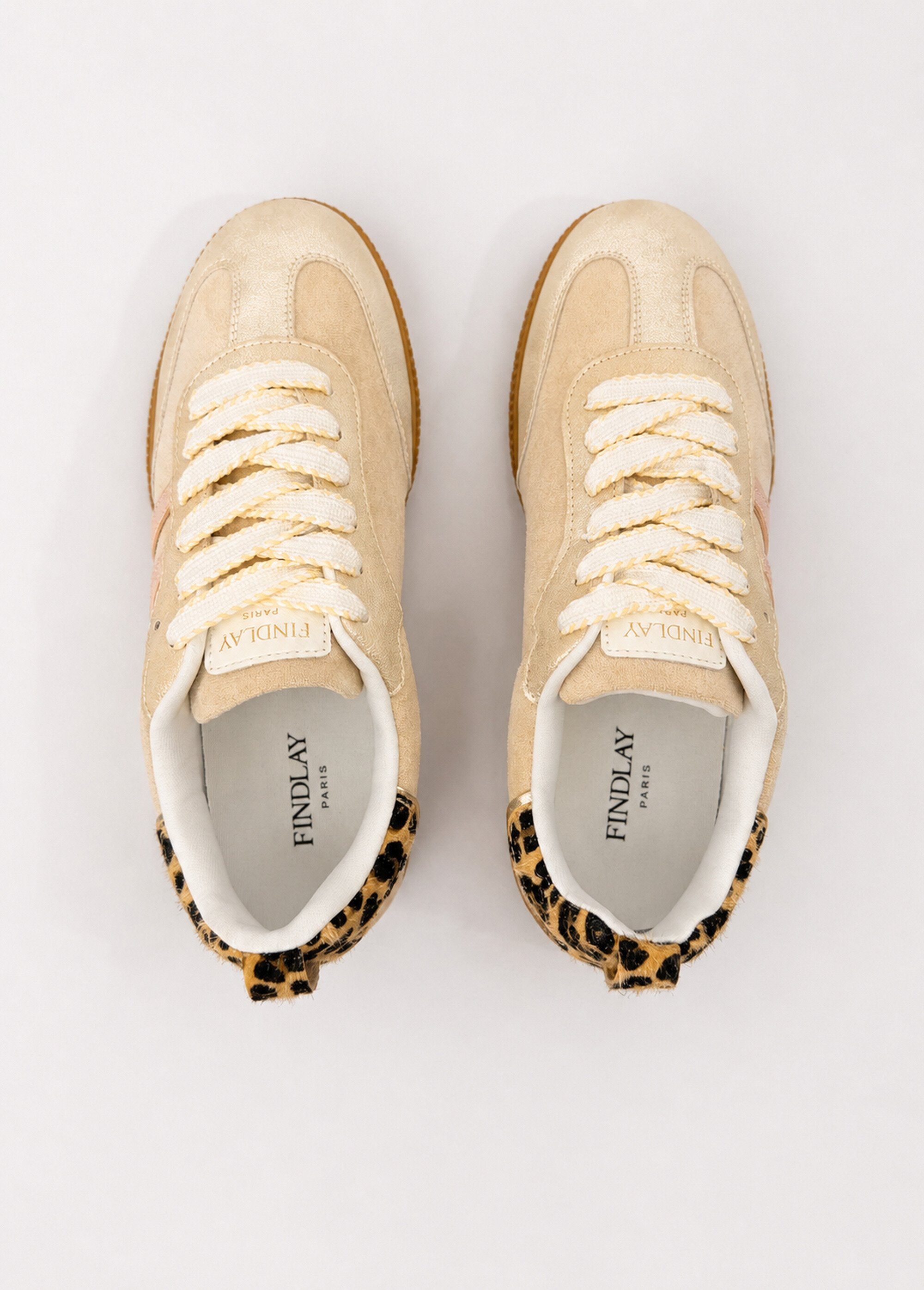 Sneakers vintage avec lacets fantaisie Femme Beige COVFY1160 OV1
