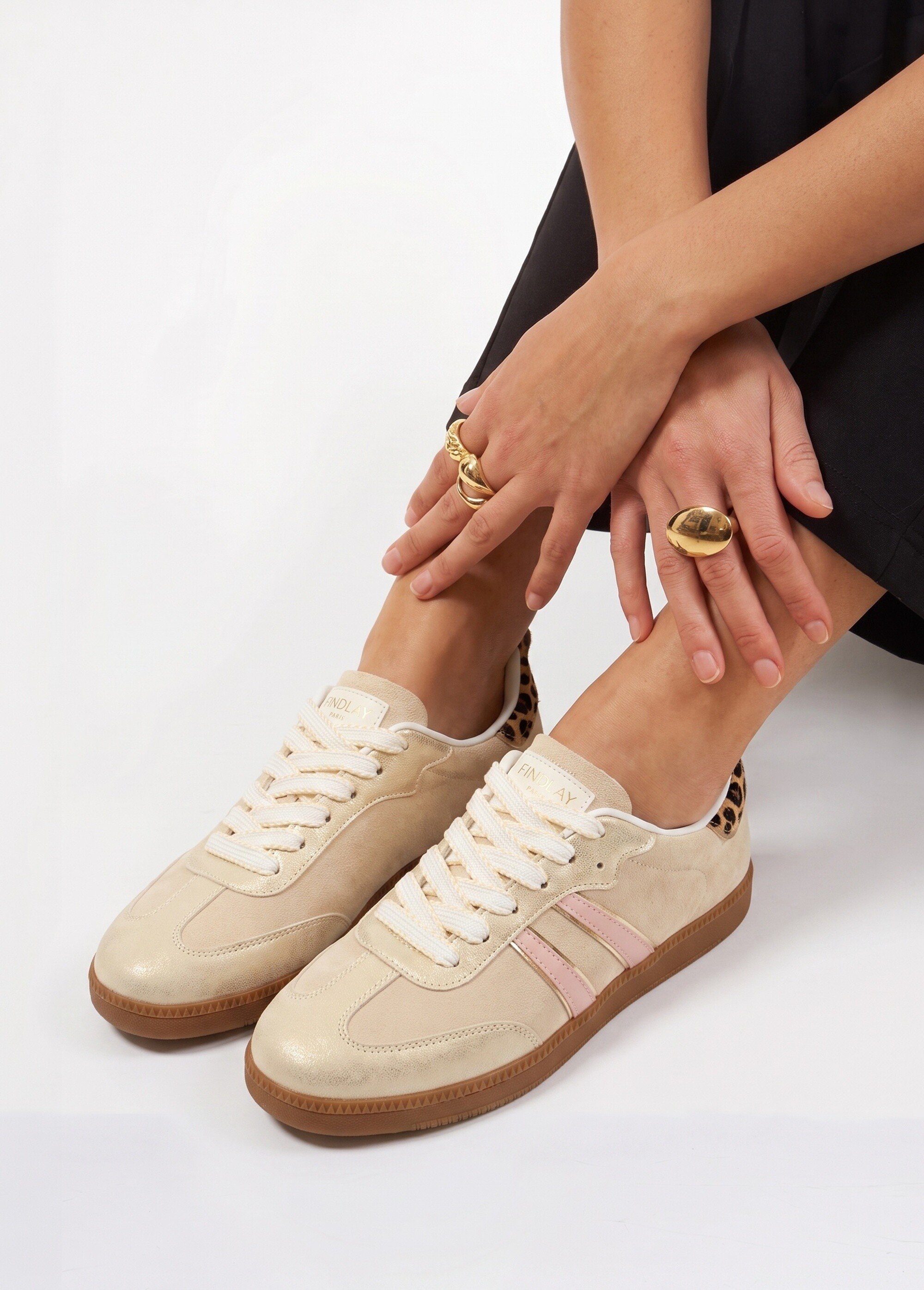 Sneakers vintage avec lacets fantaisie Femme Beige COVFY1160 SI1